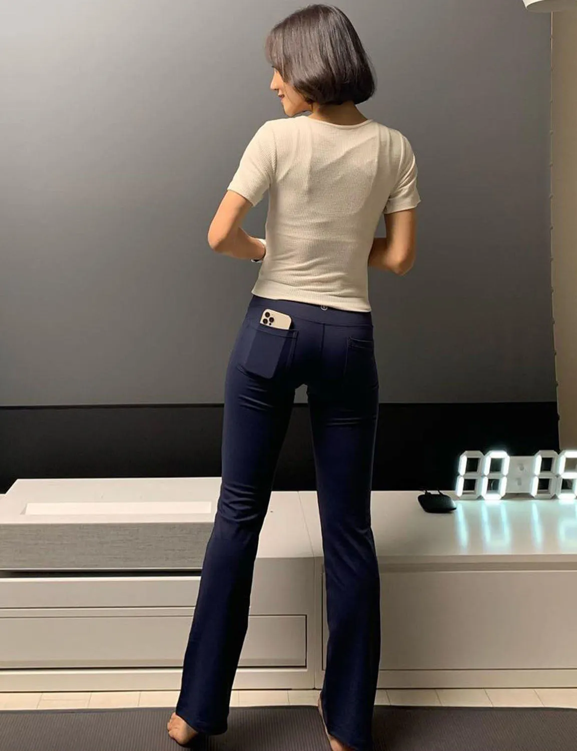 29" 31" 33" 35" 37"  Back Pockets Bootcut Leggings darknavy ins_Golf