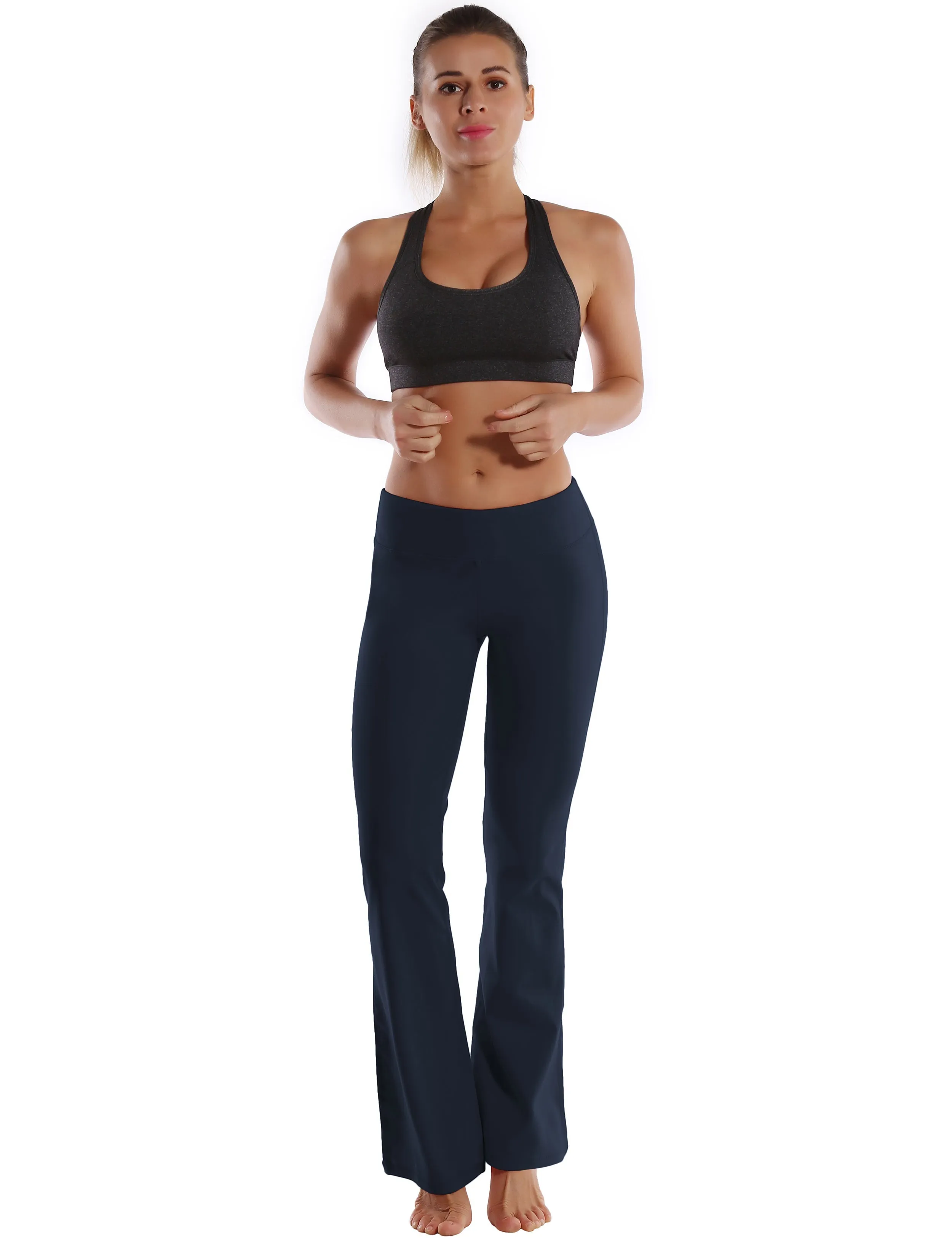 29" 31" 33" 35" 37"  Back Pockets Bootcut Leggings darknavy_yogastudio
