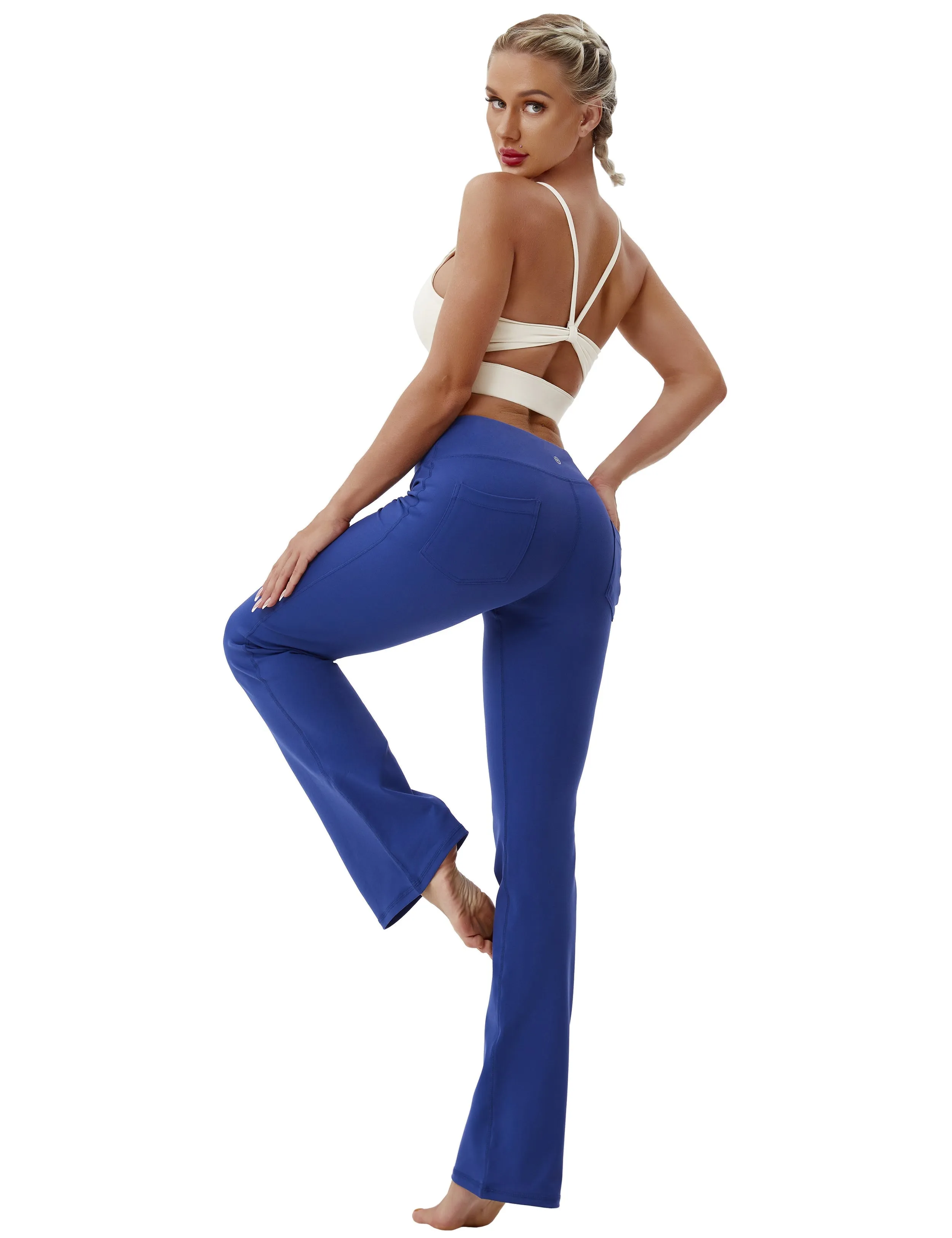 29" 31" 33" 35" 37"  Back Pockets Bootcut Leggings navy_Gym