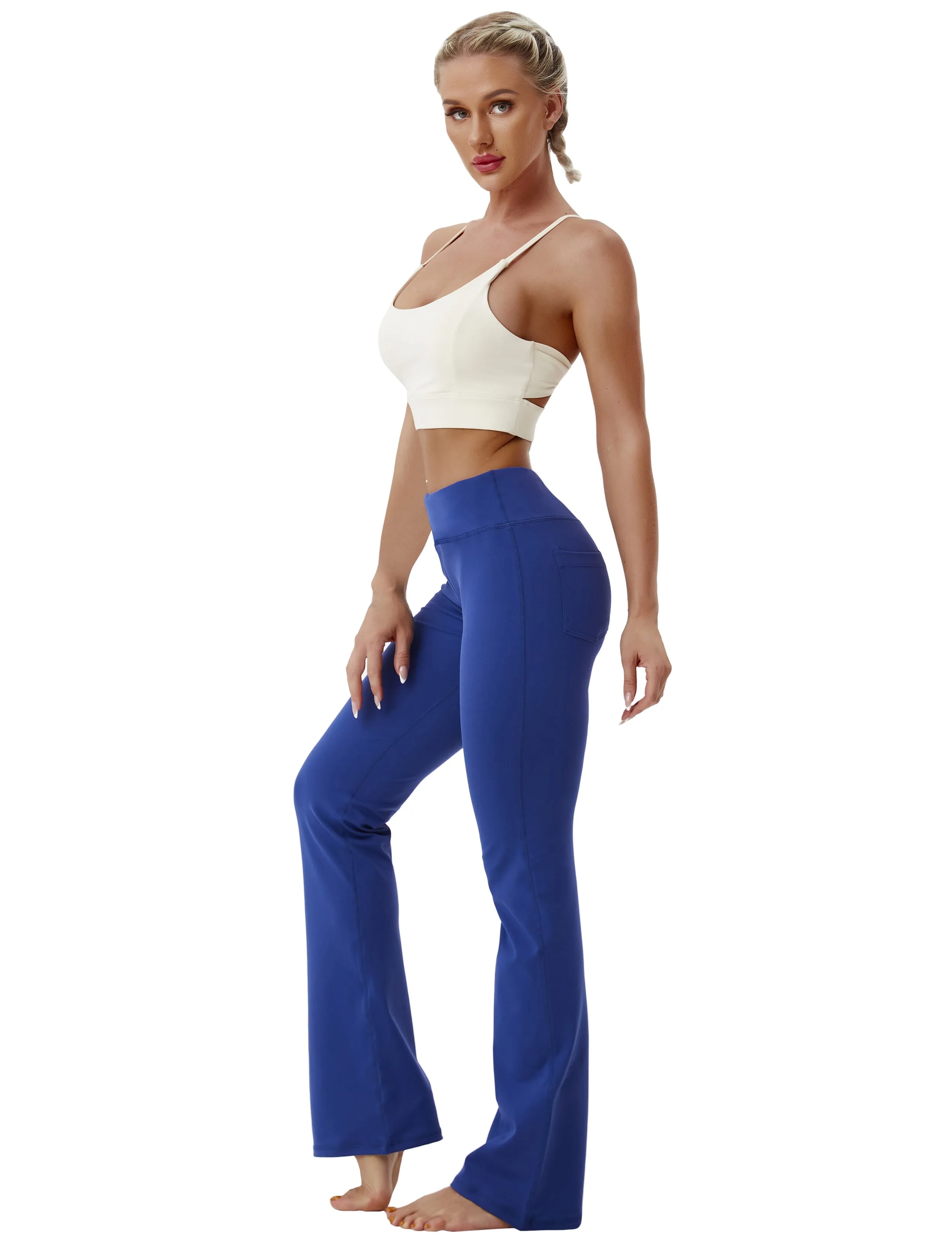 29" 31" 33" 35" 37"  Back Pockets Bootcut Leggings navy_Gym