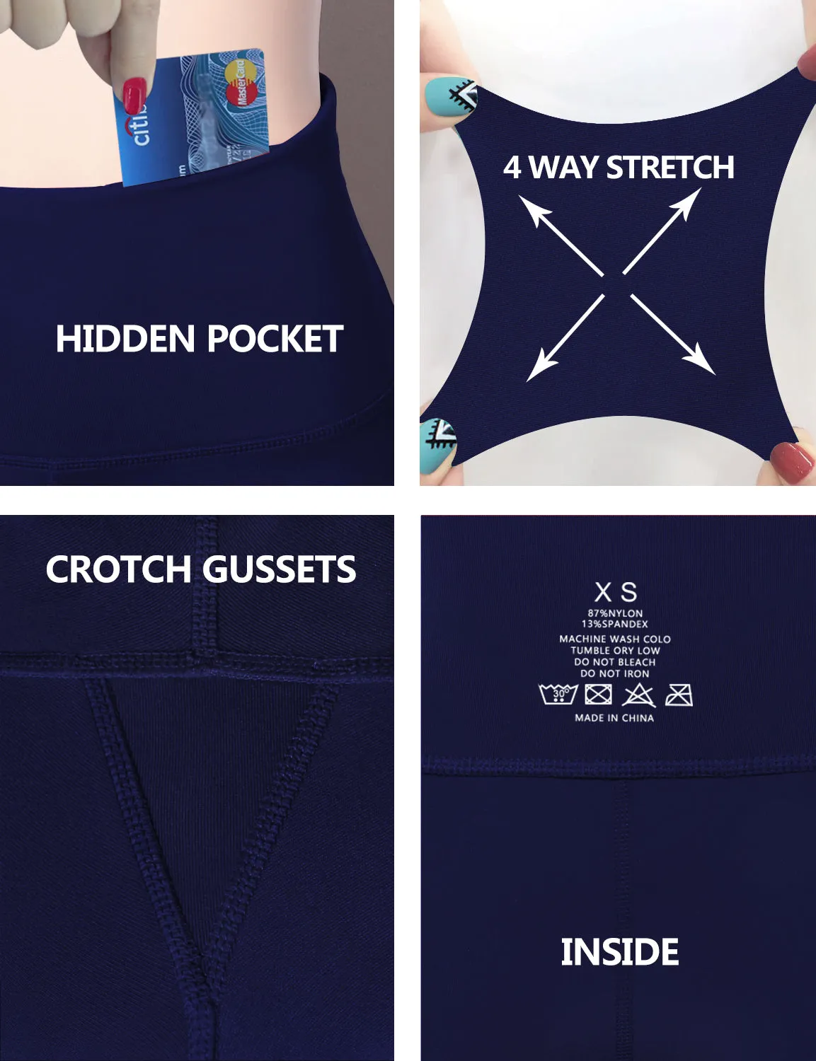 29" 31" 33" 35" 37"  Back Pockets Bootcut Leggings navy_Gym