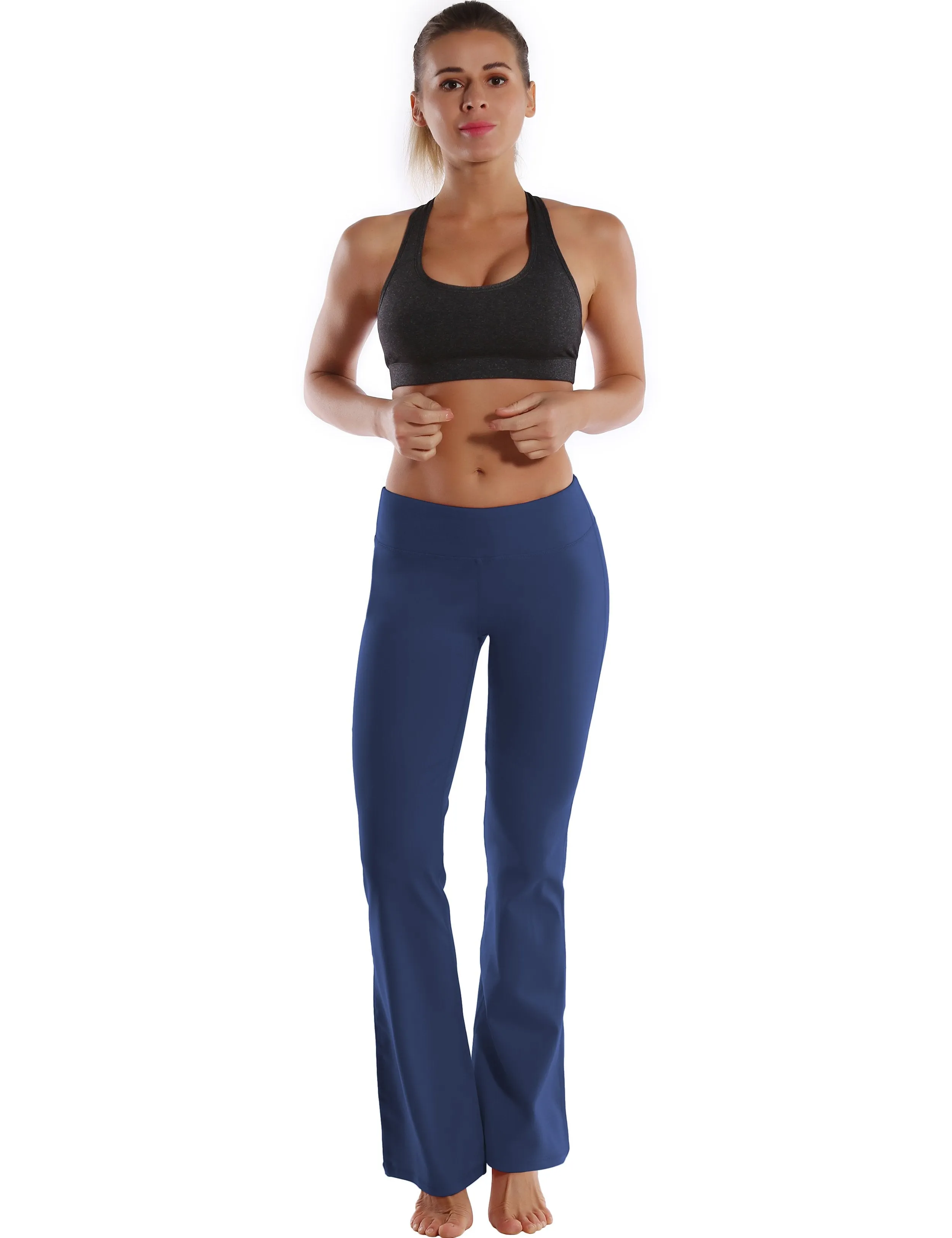 29" 31" 33" 35" 37"  Back Pockets Bootcut Leggings purplishblue ins_yogastudio