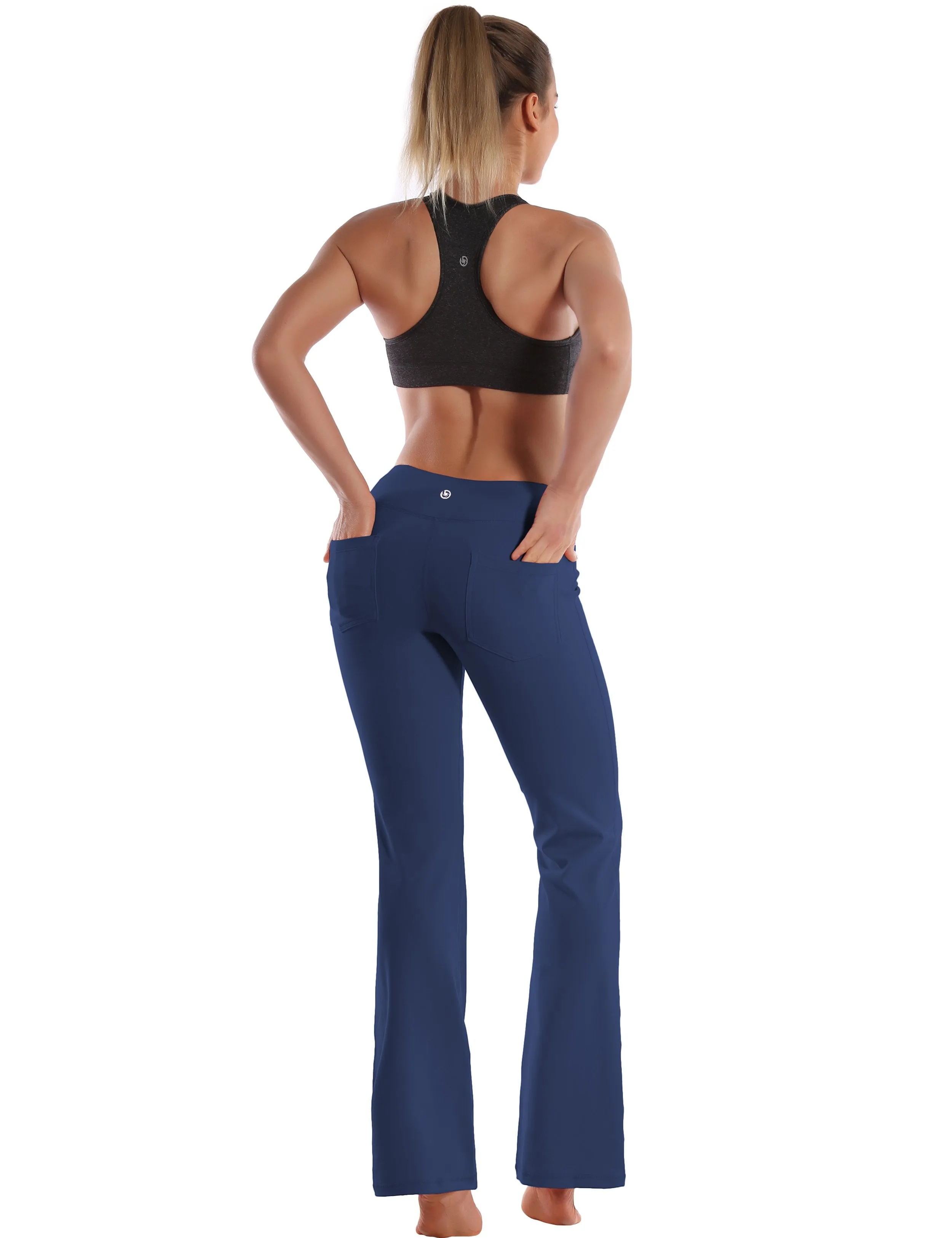 29" 31" 33" 35" 37"  Back Pockets Bootcut Leggings purplishblue ins_yogastudio