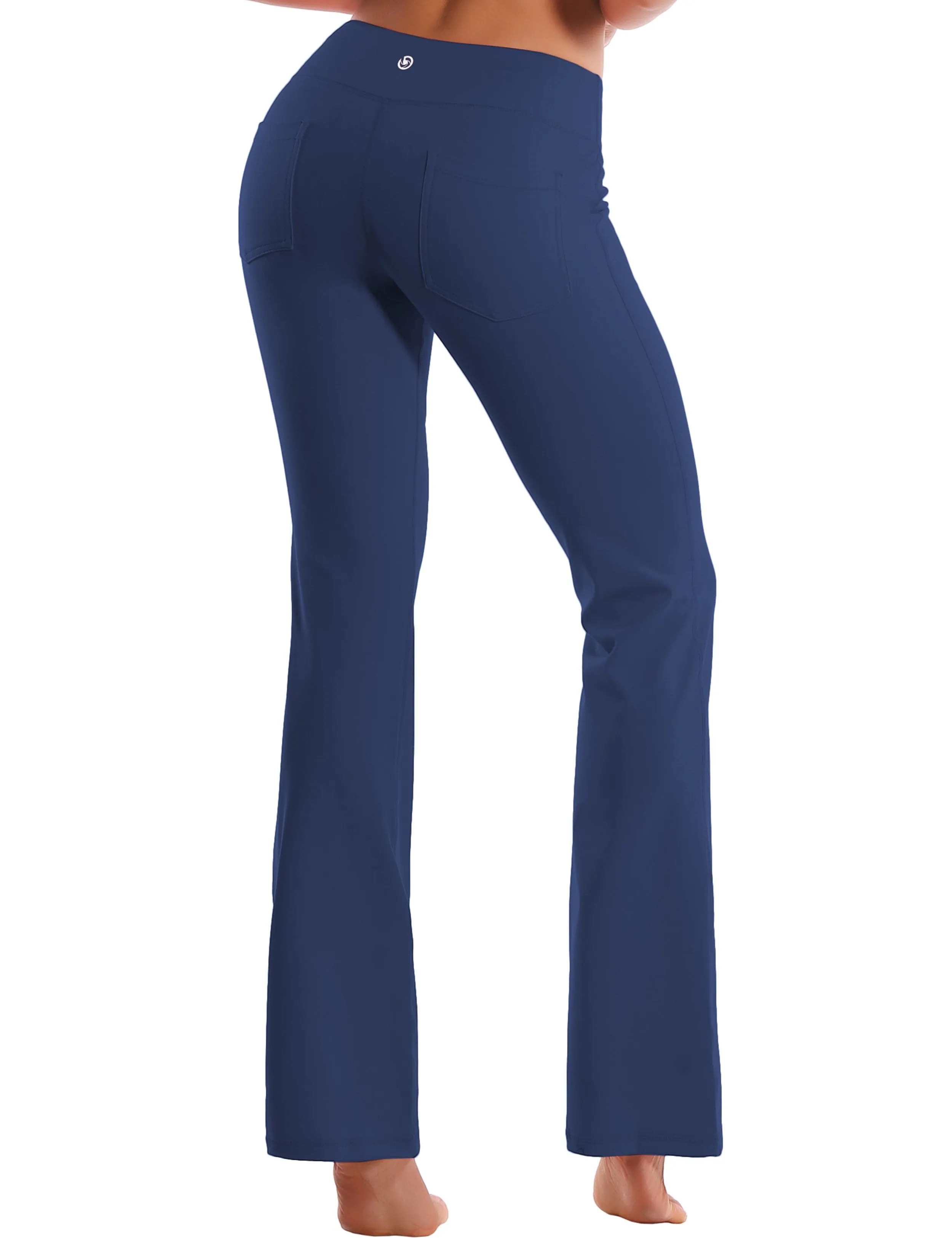 29" 31" 33" 35" 37"  Back Pockets Bootcut Leggings purplishblue ins_yogastudio