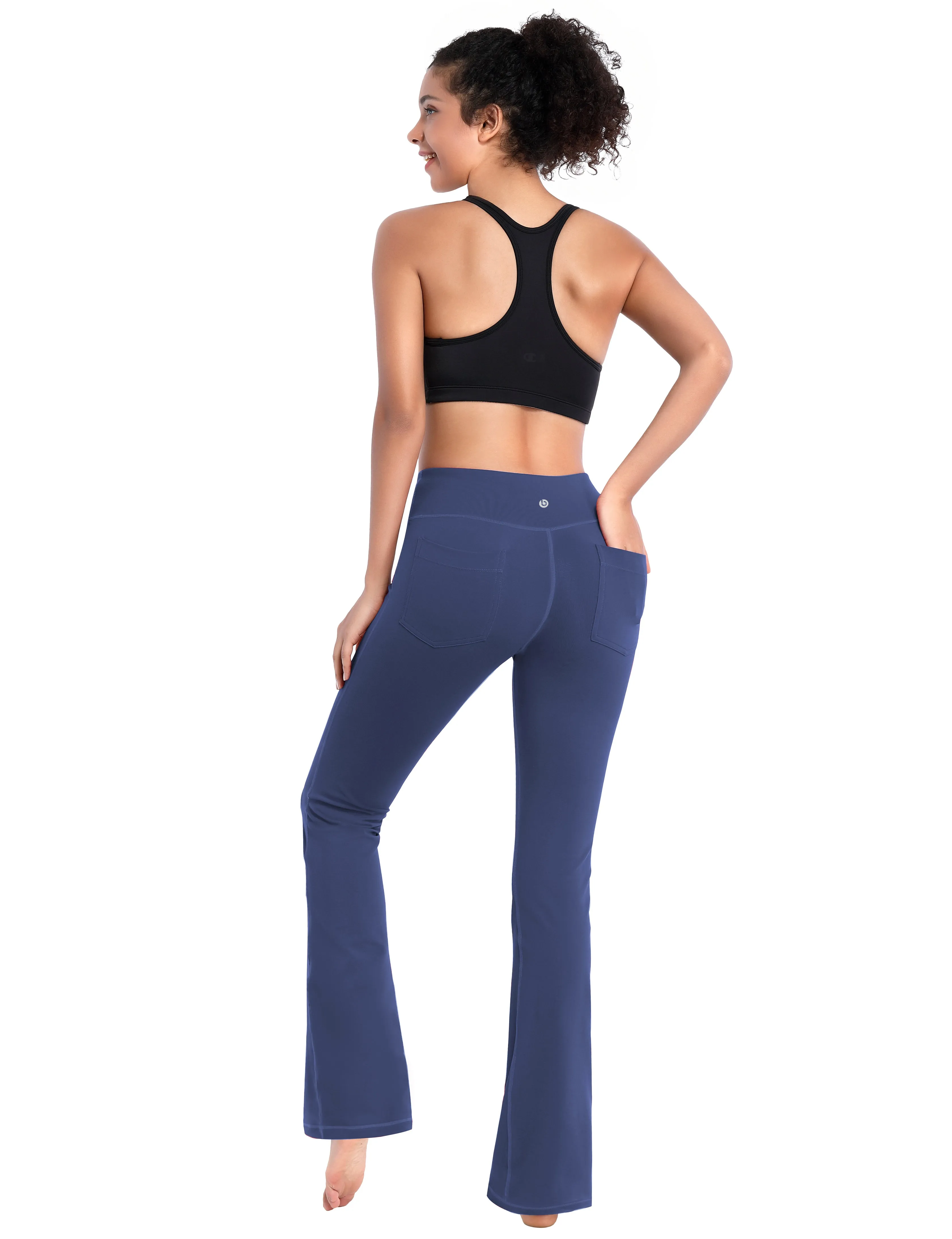 29" 31" 33" 35" 37"  Back Pockets Bootcut Leggings purplishblue_Gym