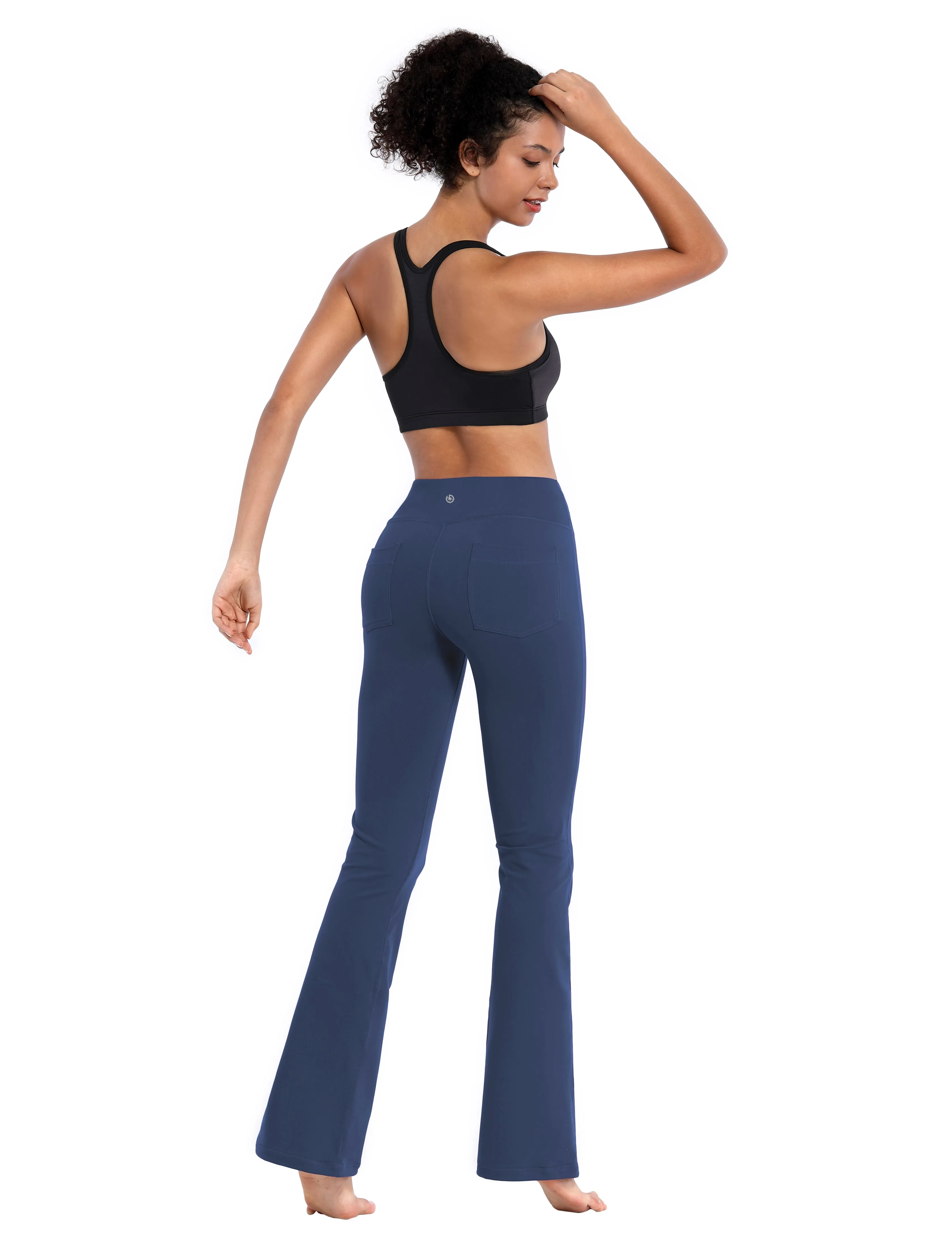 29" 31" 33" 35" 37"  Back Pockets Bootcut Leggings purplishblue_Gym