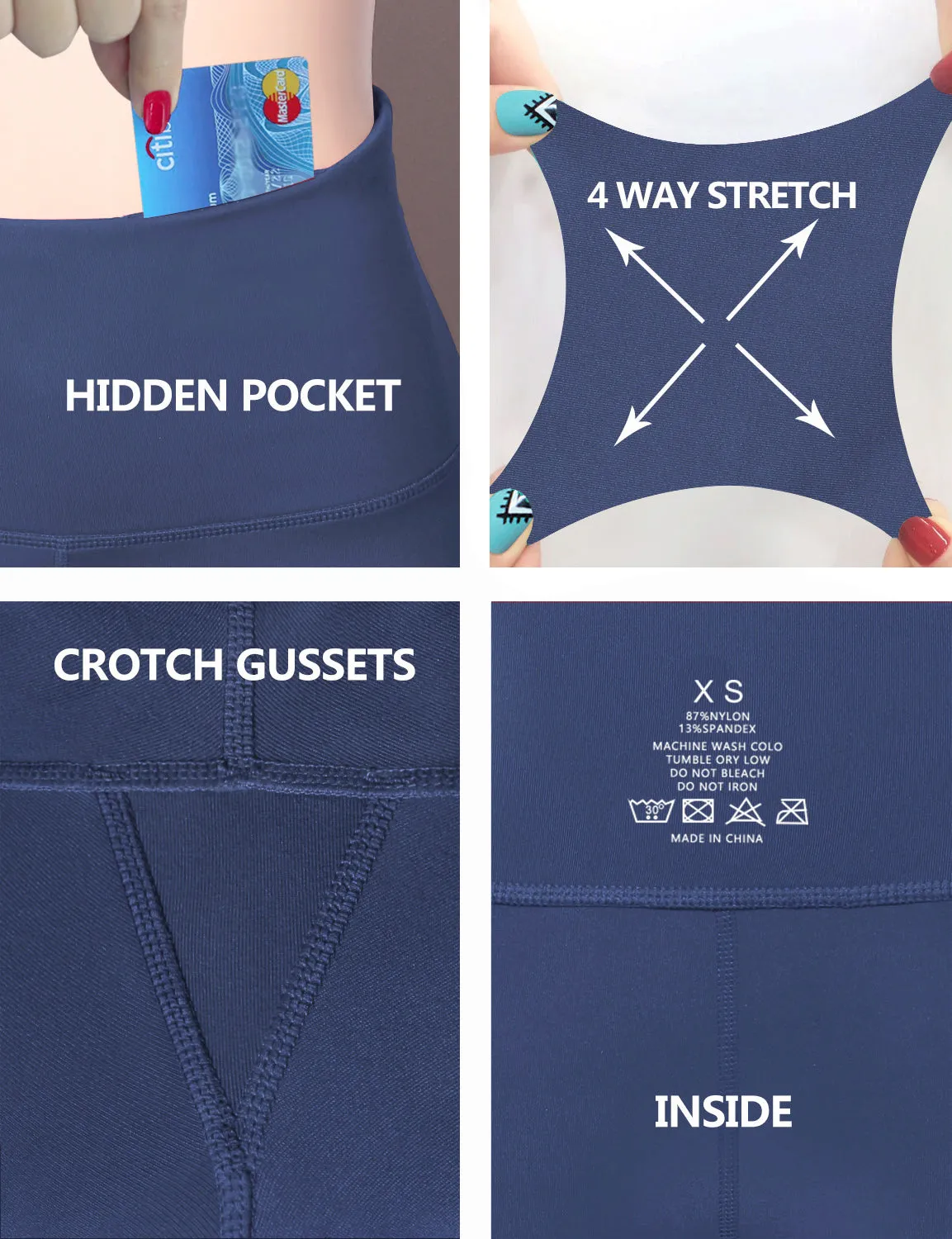 29" 31" 33" 35" 37"  Back Pockets Bootcut Leggings purplishblue_Gym
