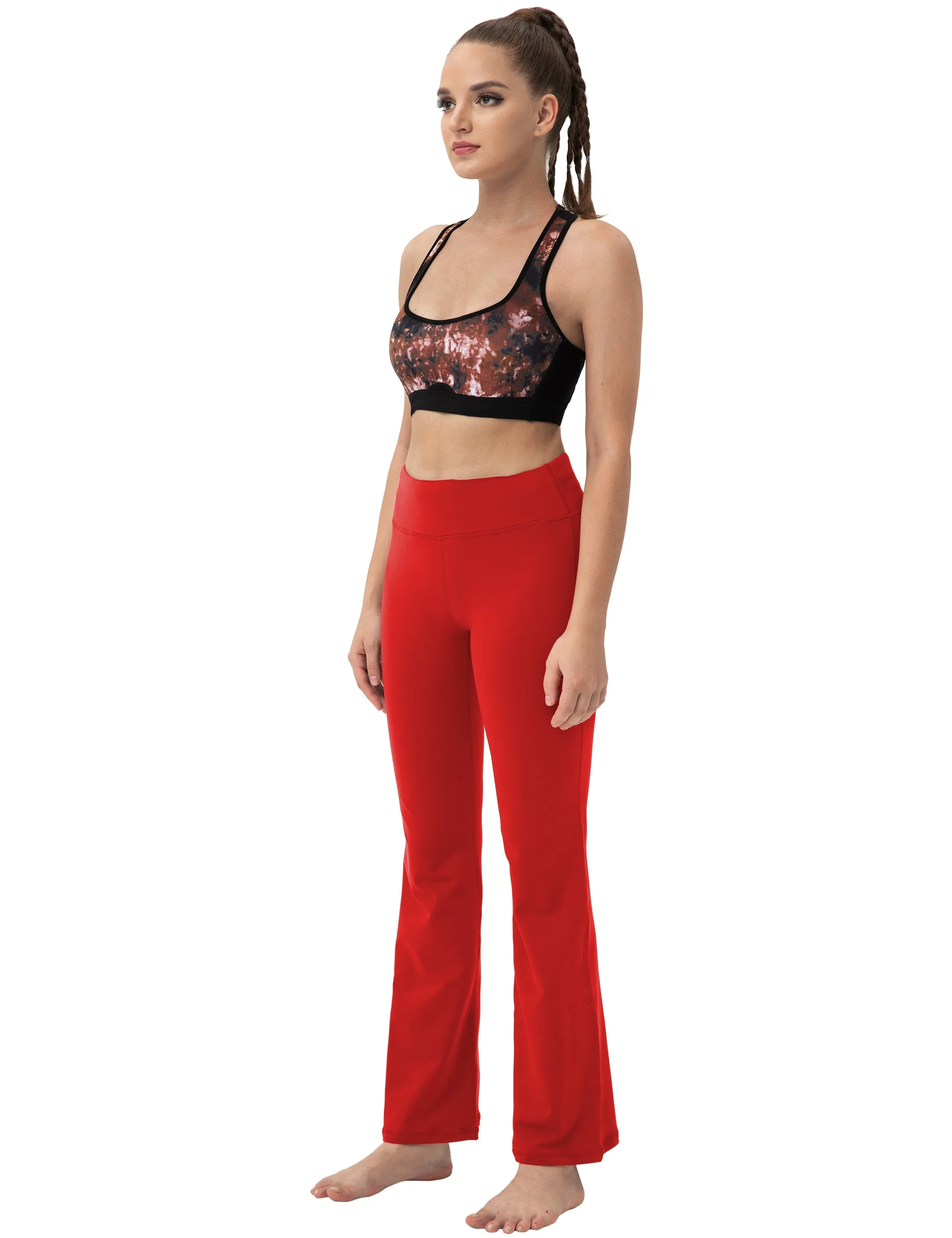 29" 31" 33" 35" 37"  Back Pockets Bootcut Leggings scarlet_Plus Size
