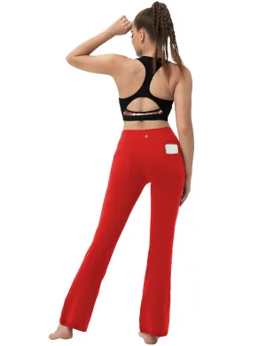 29" 31" 33" 35" 37"  Back Pockets Bootcut Leggings scarlet_Plus Size