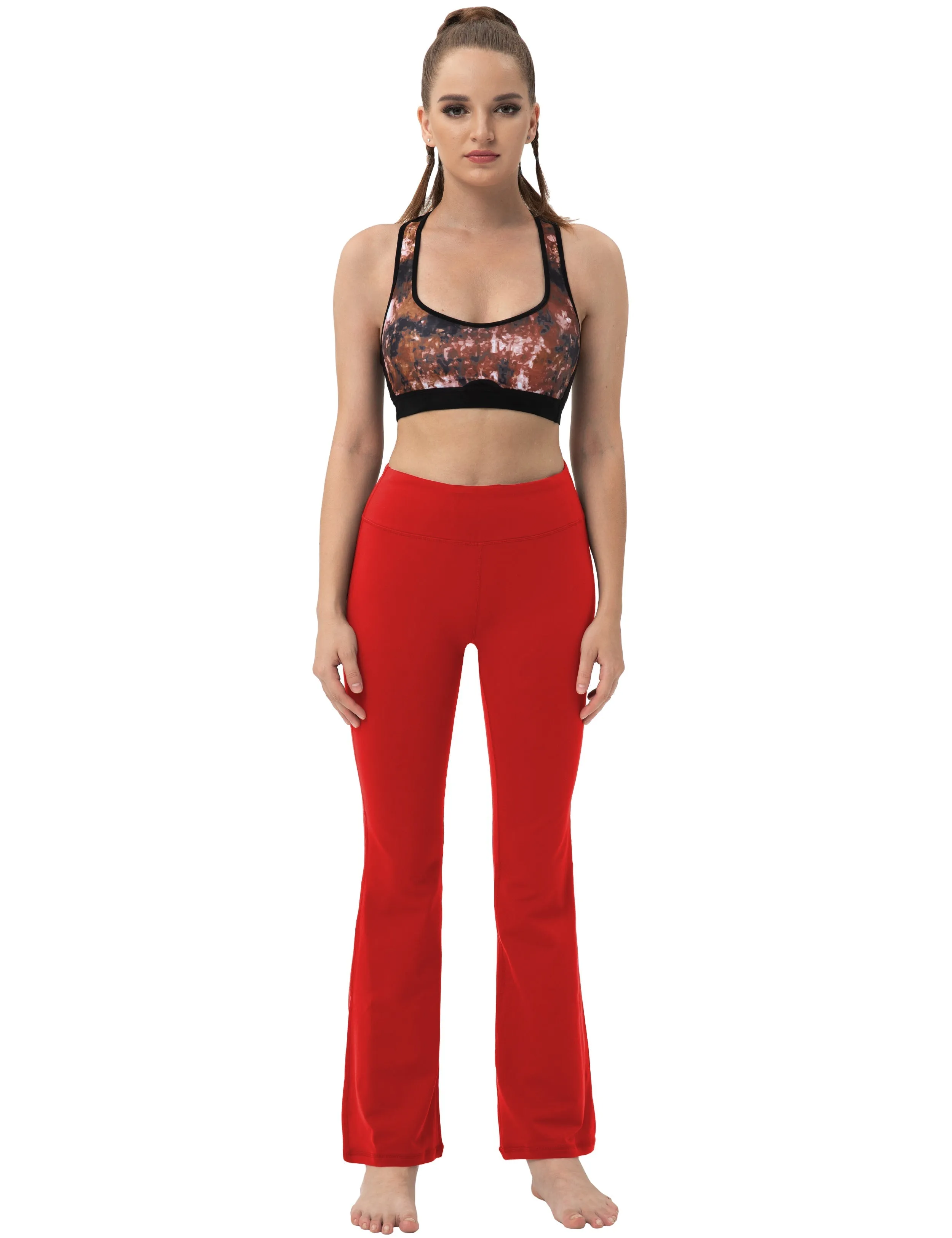 29" 31" 33" 35" 37"  Back Pockets Bootcut Leggings scarlet_Plus Size