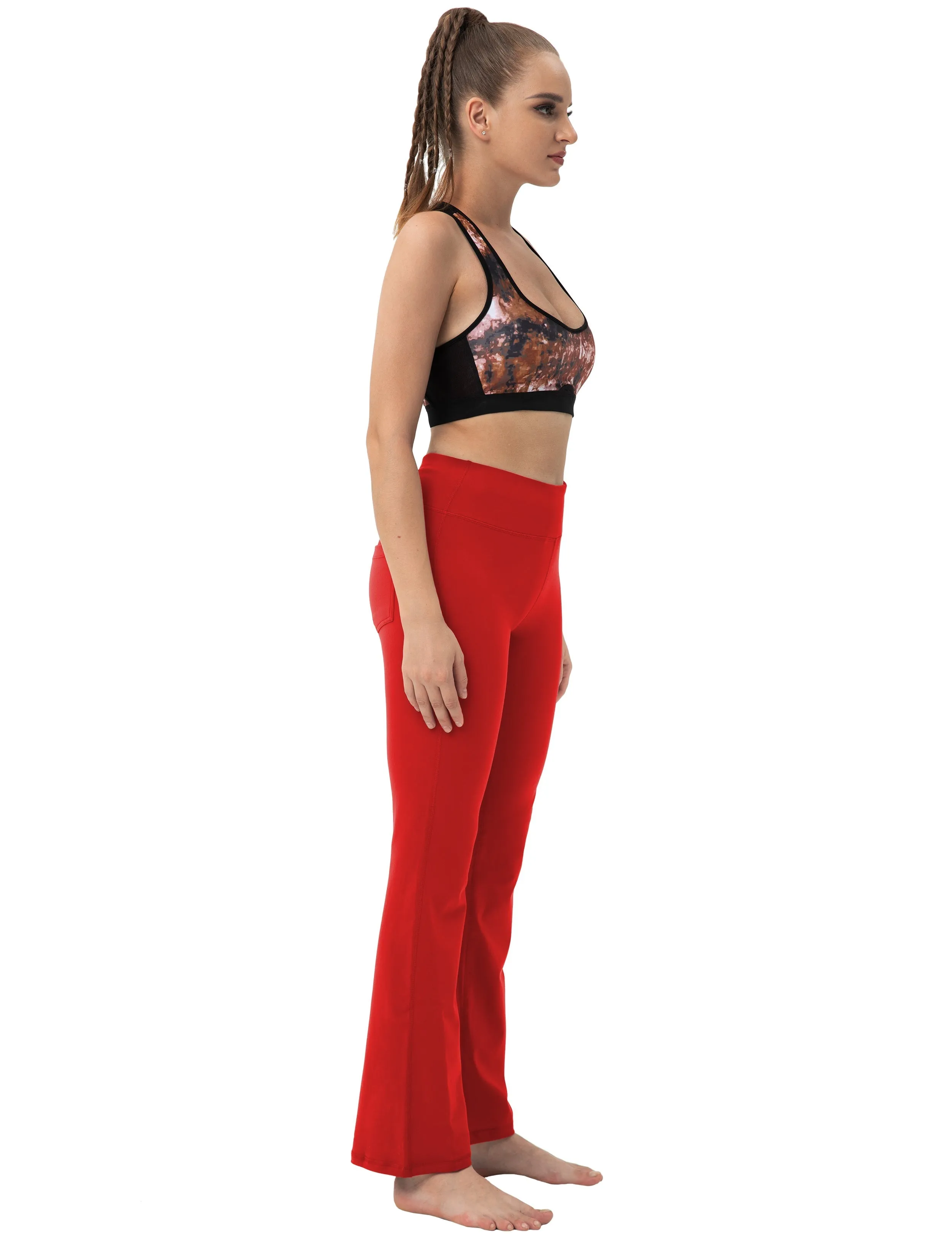 29" 31" 33" 35" 37"  Back Pockets Bootcut Leggings scarlet_Plus Size
