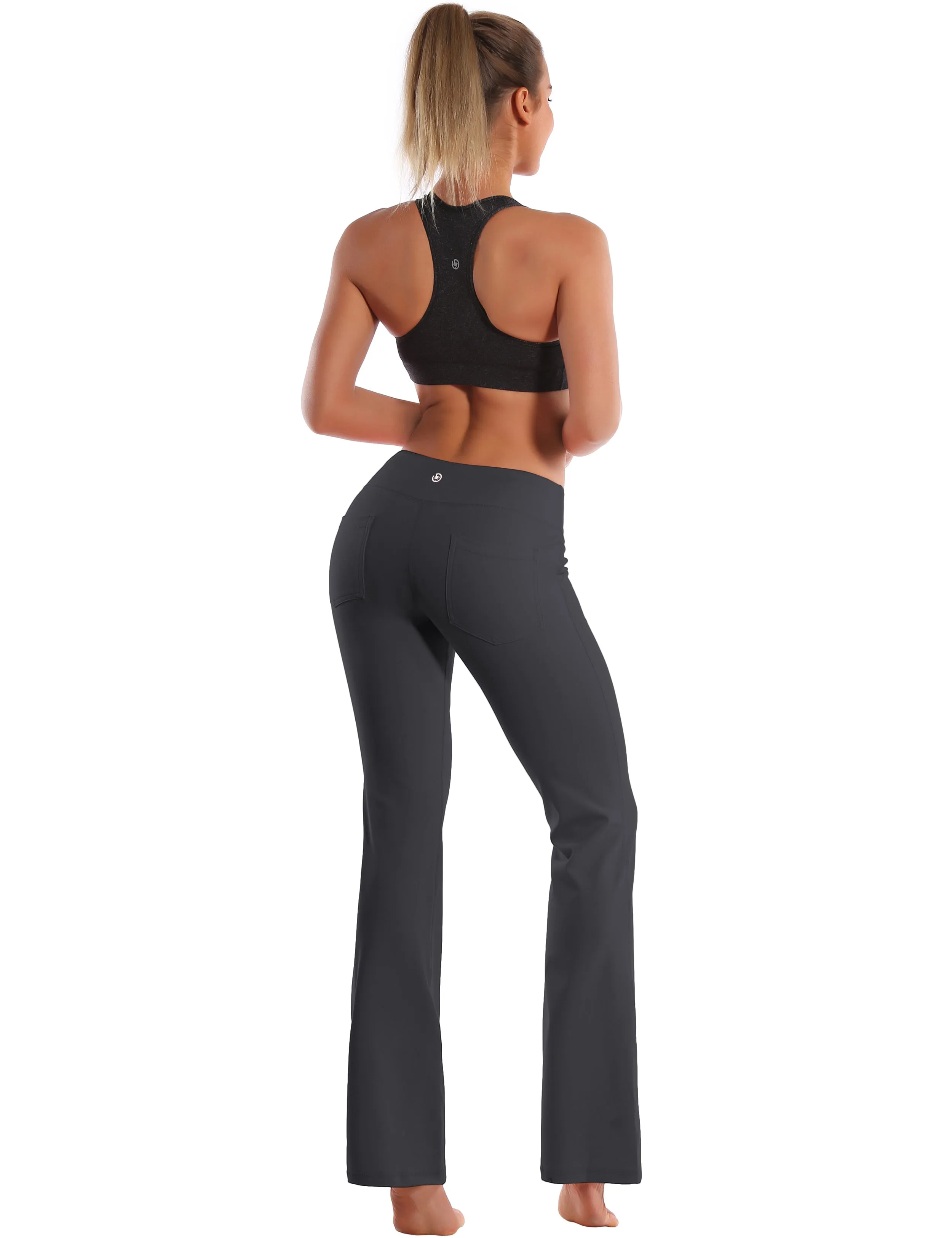 29" 31" 33" 35" 37"  Back Pockets Bootcut Leggings shadowcharcoal_Biking
