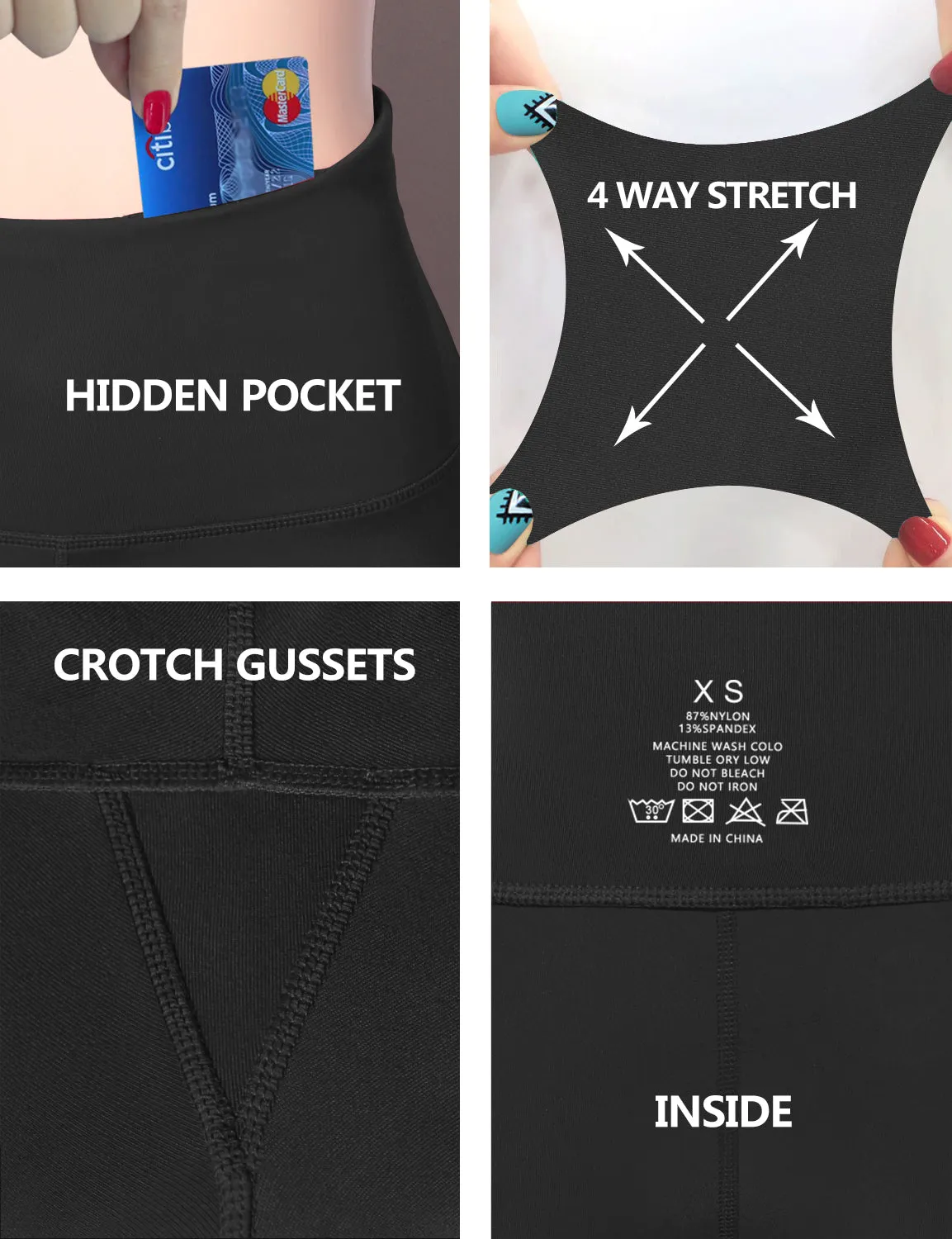 29" 31" 33" 35" 37"  Back Pockets Bootcut Leggings shadowcharcoal_Biking