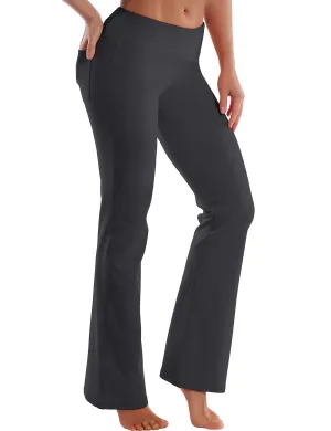 29" 31" 33" 35" 37"  Back Pockets Bootcut Leggings shadowcharcoal_Biking
