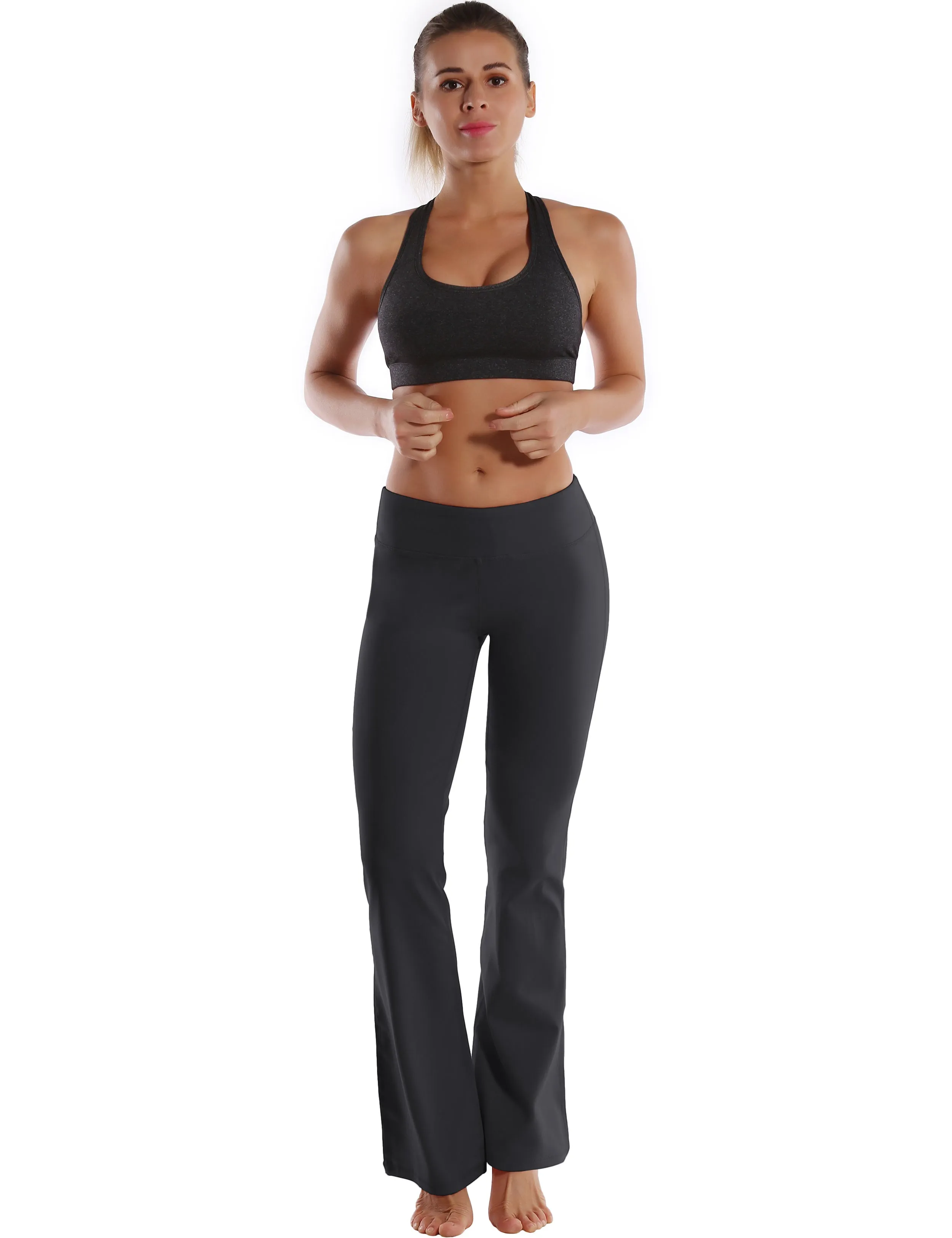 29" 31" 33" 35" 37"  Back Pockets Bootcut Leggings shadowcharcoal_Biking