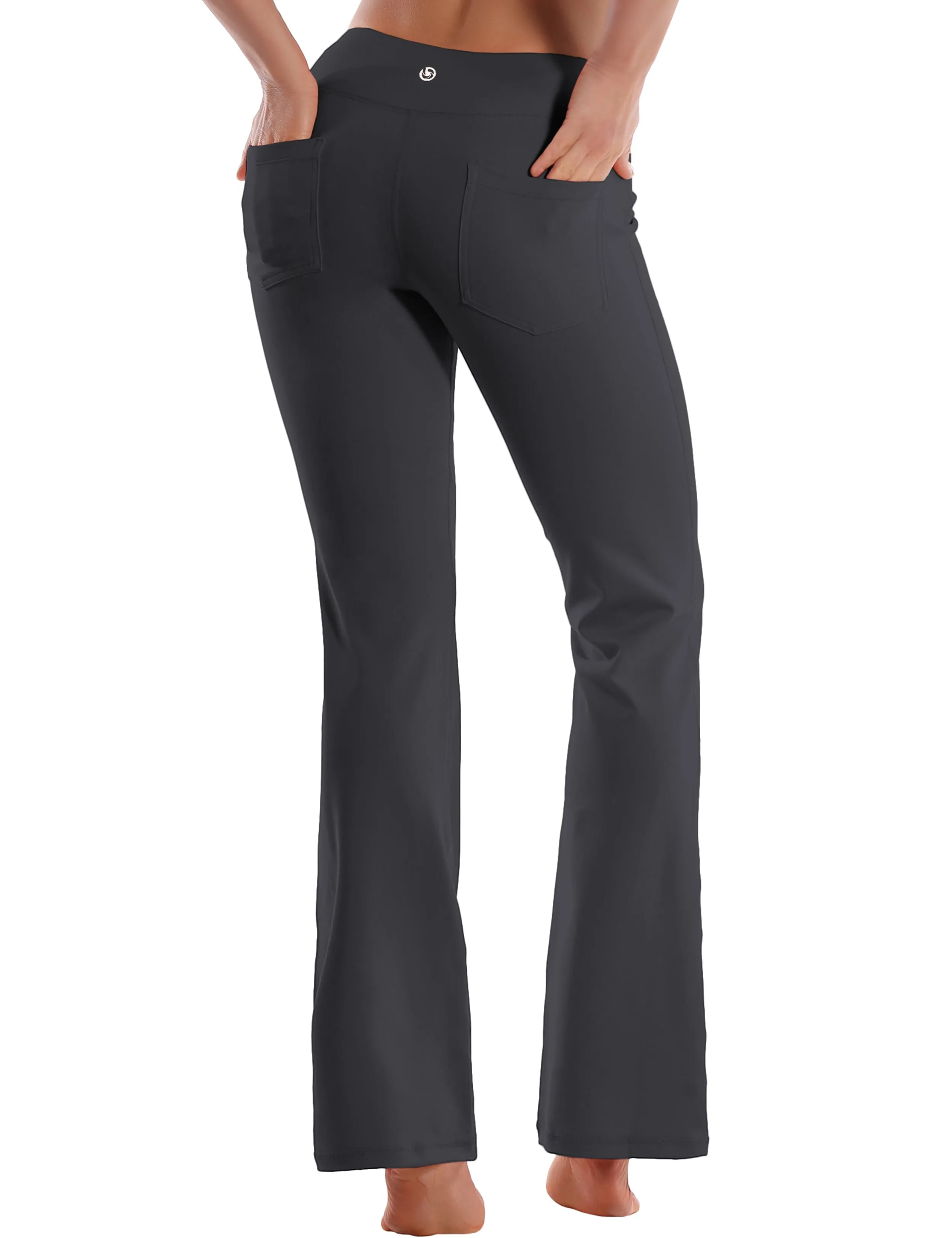 29" 31" 33" 35" 37"  Back Pockets Bootcut Leggings shadowcharcoal_Biking