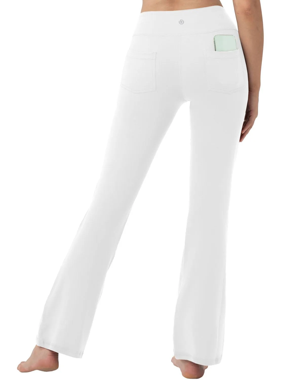 29" 31" 33" 35" 37"  Back Pockets Bootcut Leggings White ins_Biking