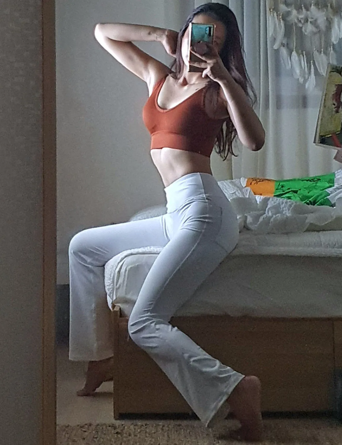 29" 31" 33" 35" 37"  Back Pockets Bootcut Leggings White ins_Biking