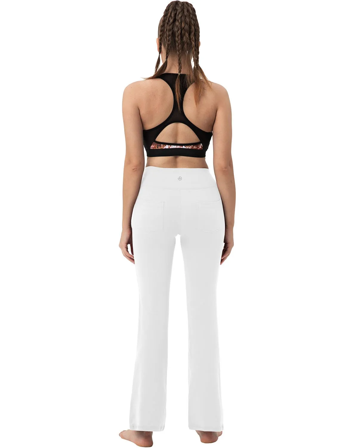29" 31" 33" 35" 37"  Back Pockets Bootcut Leggings White ins_Biking