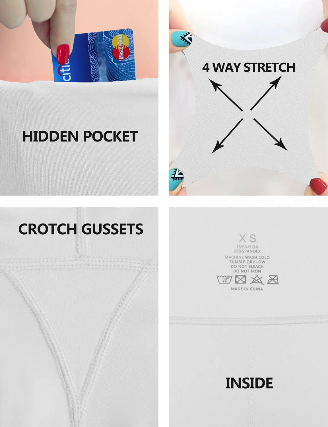 29" 31" 33" 35" 37"  Back Pockets Bootcut Leggings White ins_Biking