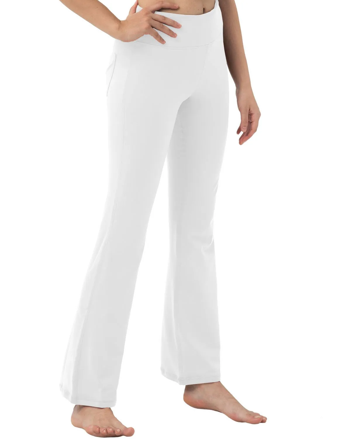 29" 31" 33" 35" 37"  Back Pockets Bootcut Leggings White ins_Biking