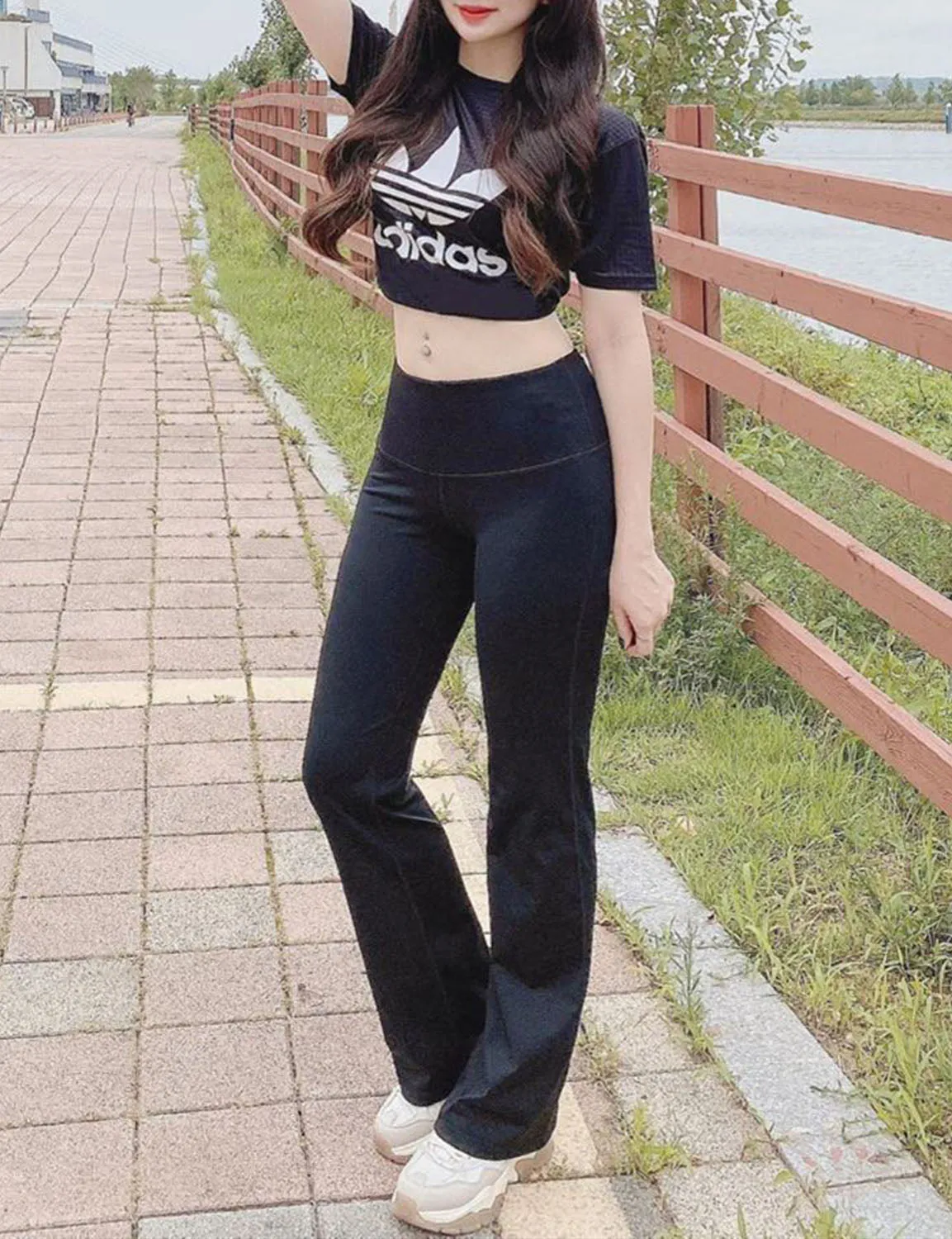 29" 31" 33" 35" 37" High Waist Bootcut Leggings Black ins_Tall Size