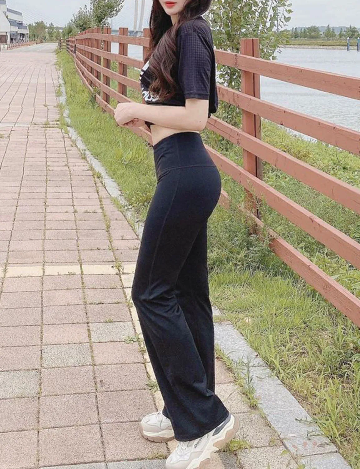 29" 31" 33" 35" 37" High Waist Bootcut Leggings Black ins_Tall Size