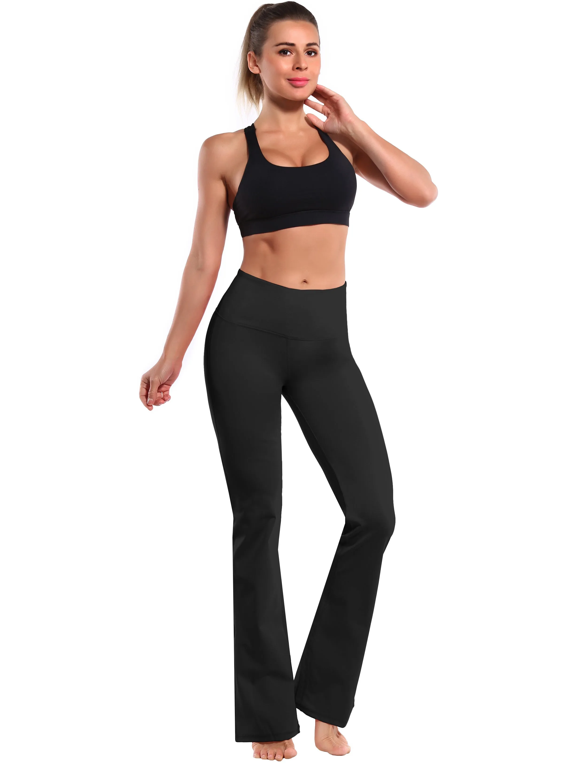 29" 31" 33" 35" 37" High Waist Bootcut Leggings Black_Plus Size