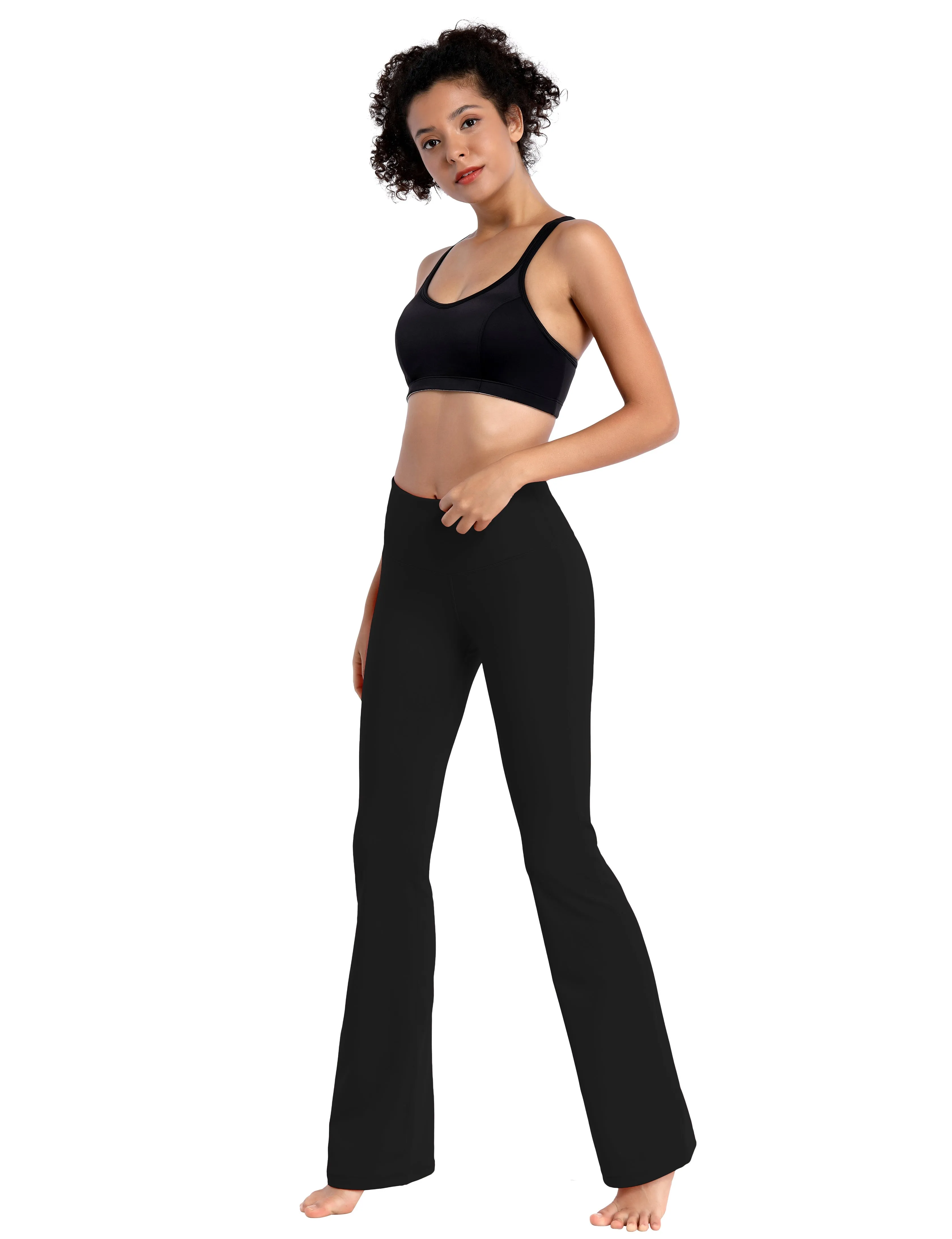 29" 31" 33" 35" 37" High Waist Bootcut Leggings Black_Plus Size