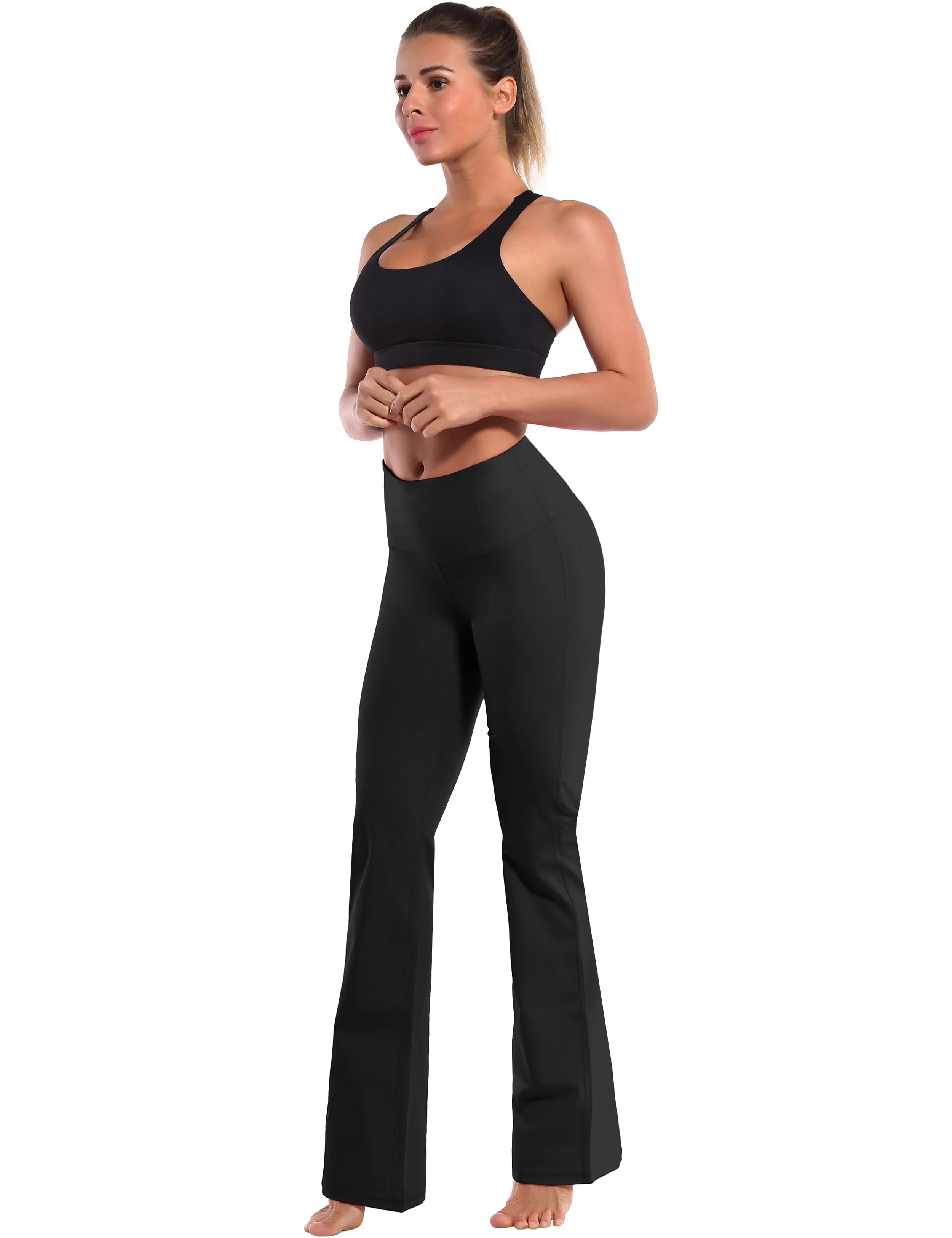 29" 31" 33" 35" 37" High Waist Bootcut Leggings Black_Plus Size