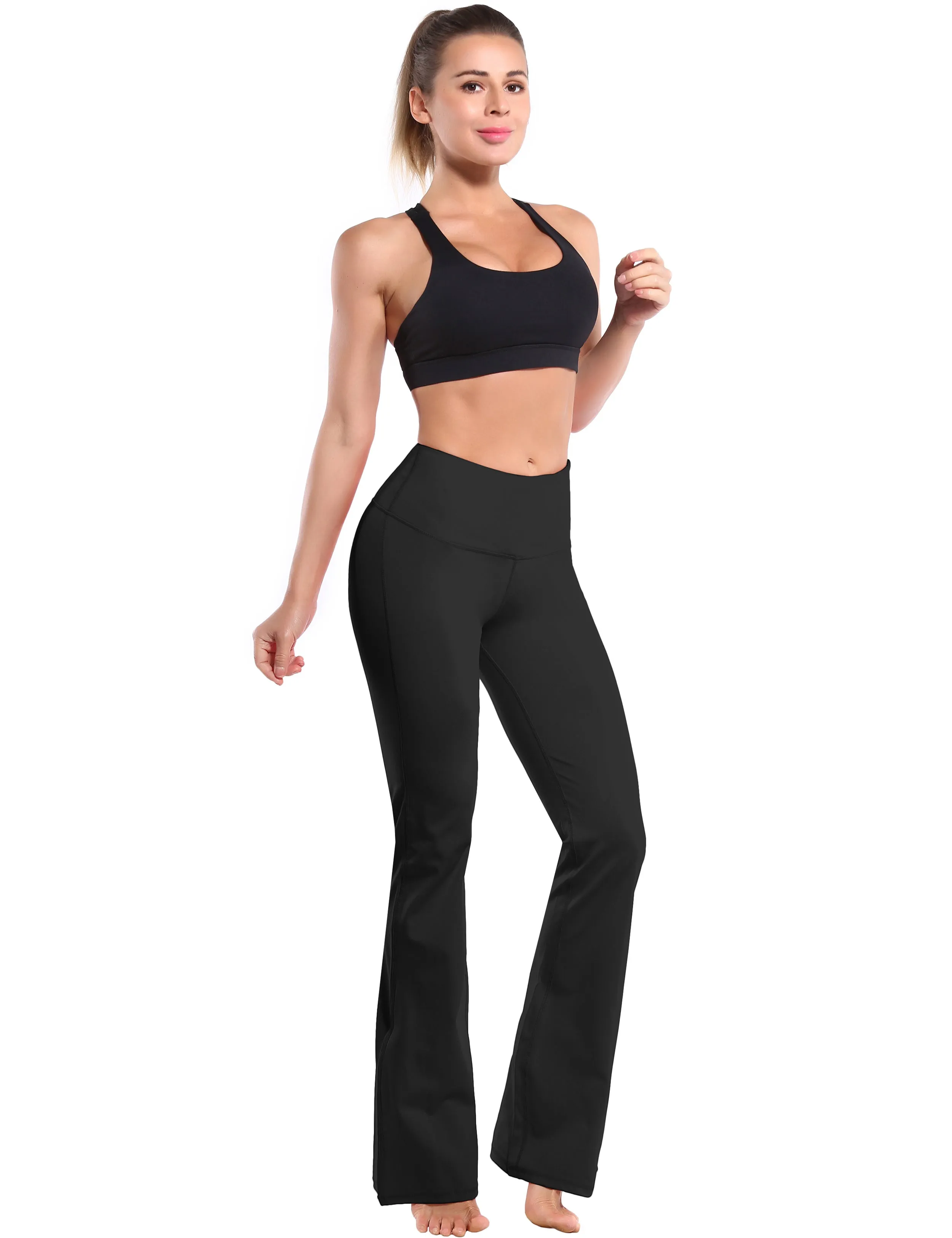 29" 31" 33" 35" 37" High Waist Bootcut Leggings Black_Plus Size