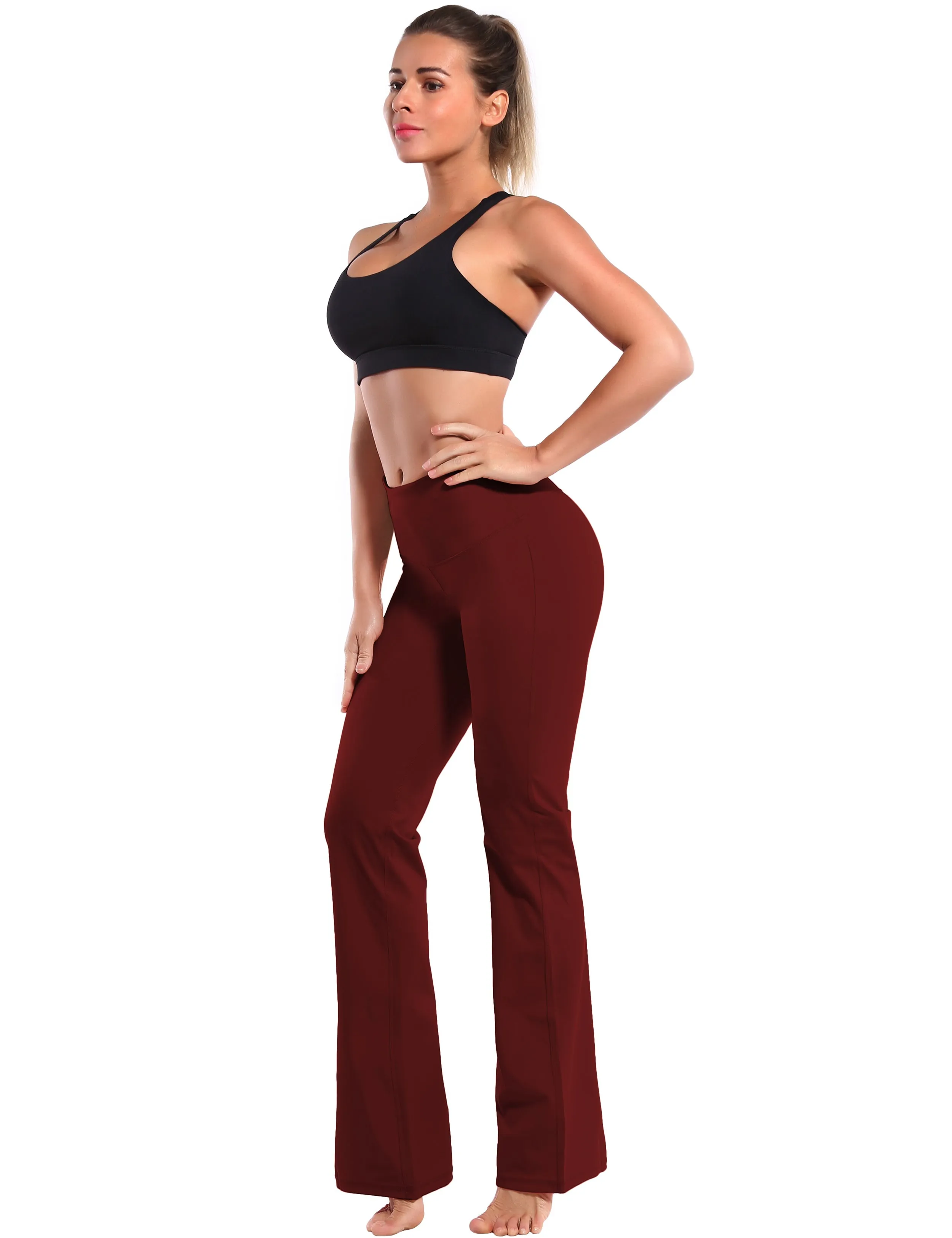 29" 31" 33" 35" 37" High Waist Bootcut Leggings Cherryred_Golf
