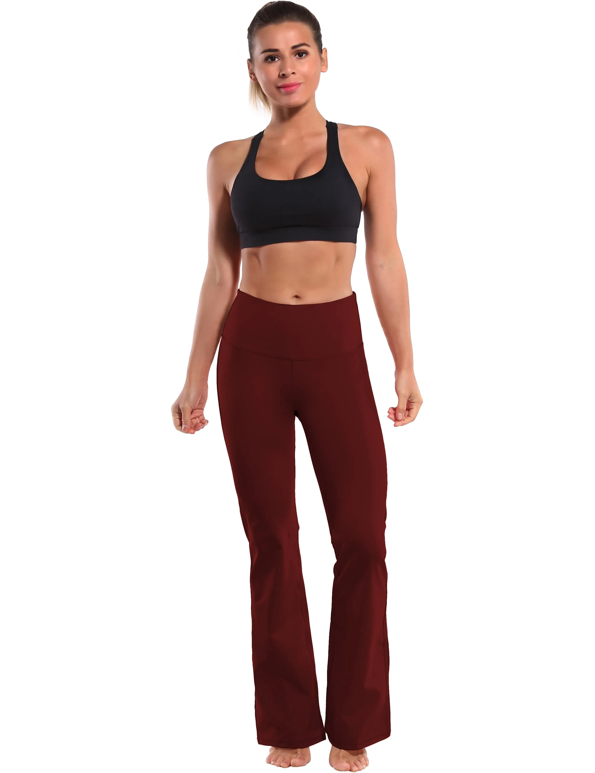 29" 31" 33" 35" 37" High Waist Bootcut Leggings Cherryred_Golf