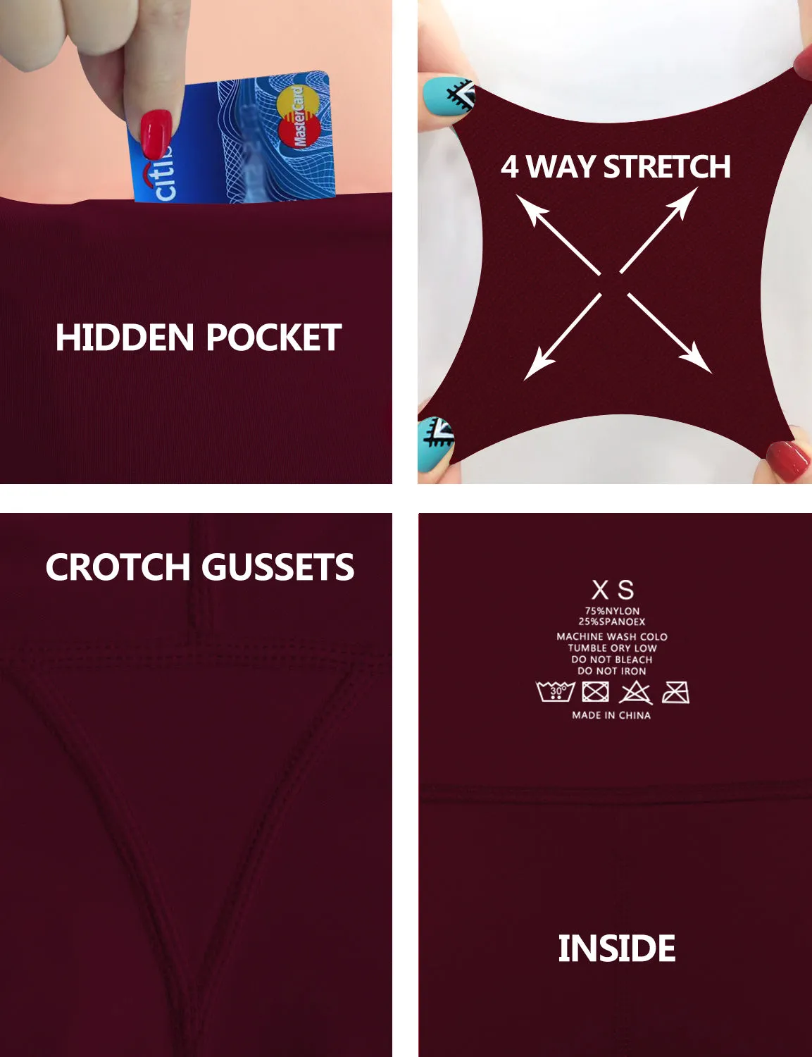 29" 31" 33" 35" 37" High Waist Bootcut Leggings Cherryred_Golf