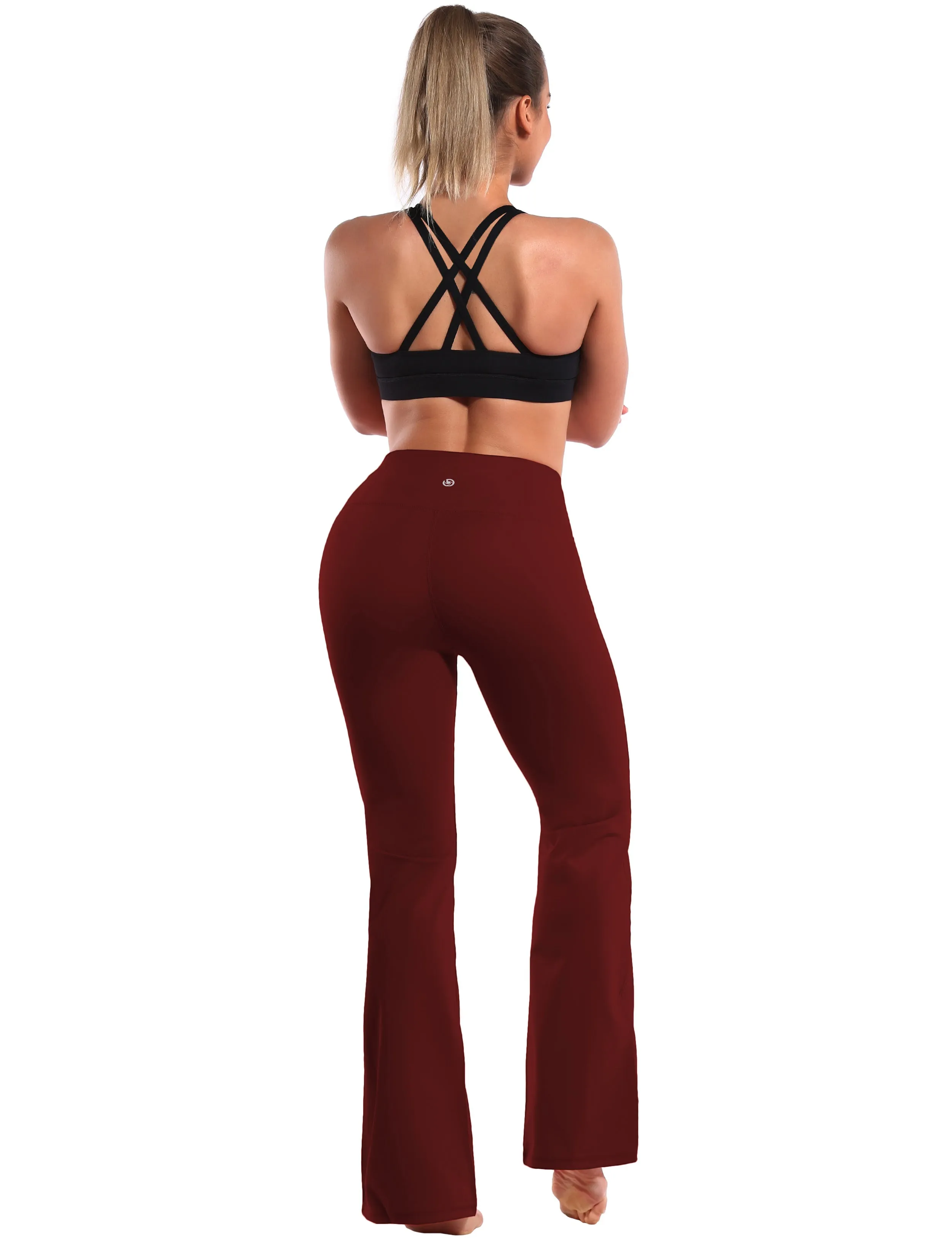 29" 31" 33" 35" 37" High Waist Bootcut Leggings Cherryred_Golf