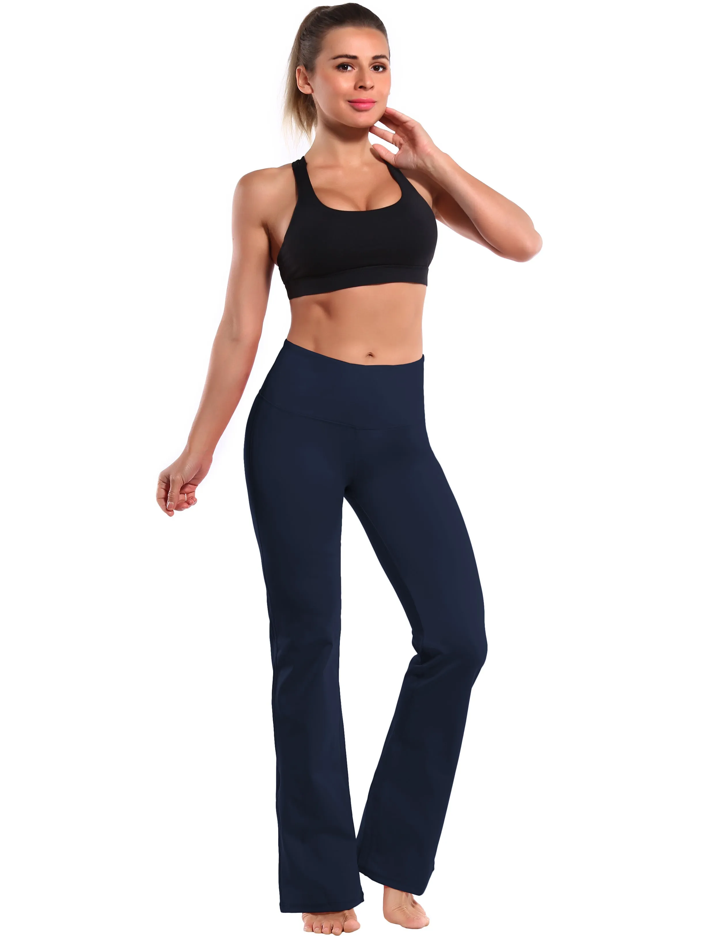 29" 31" 33" 35" 37" High Waist Bootcut Leggings Darknavy_Golf