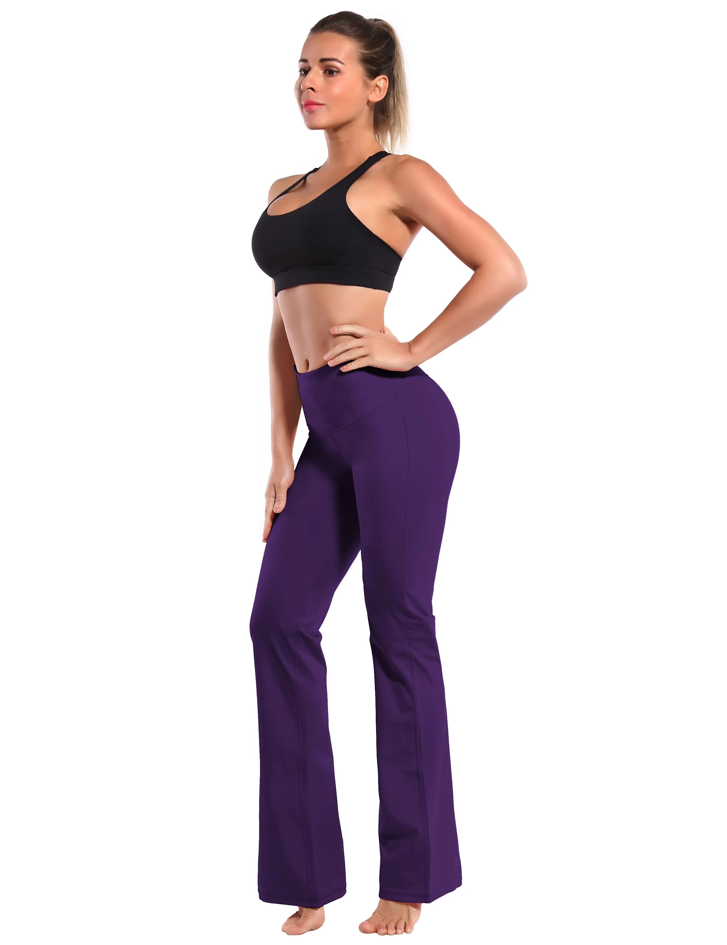 29" 31" 33" 35" 37" High Waist Bootcut Leggings Eggplantpurple_Jogging