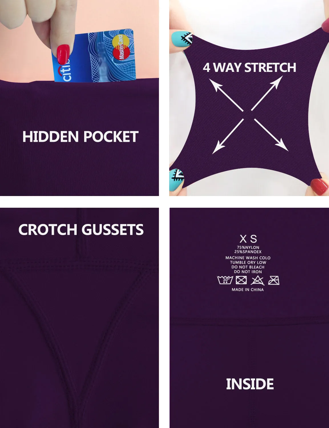 29" 31" 33" 35" 37" High Waist Bootcut Leggings Eggplantpurple_Jogging