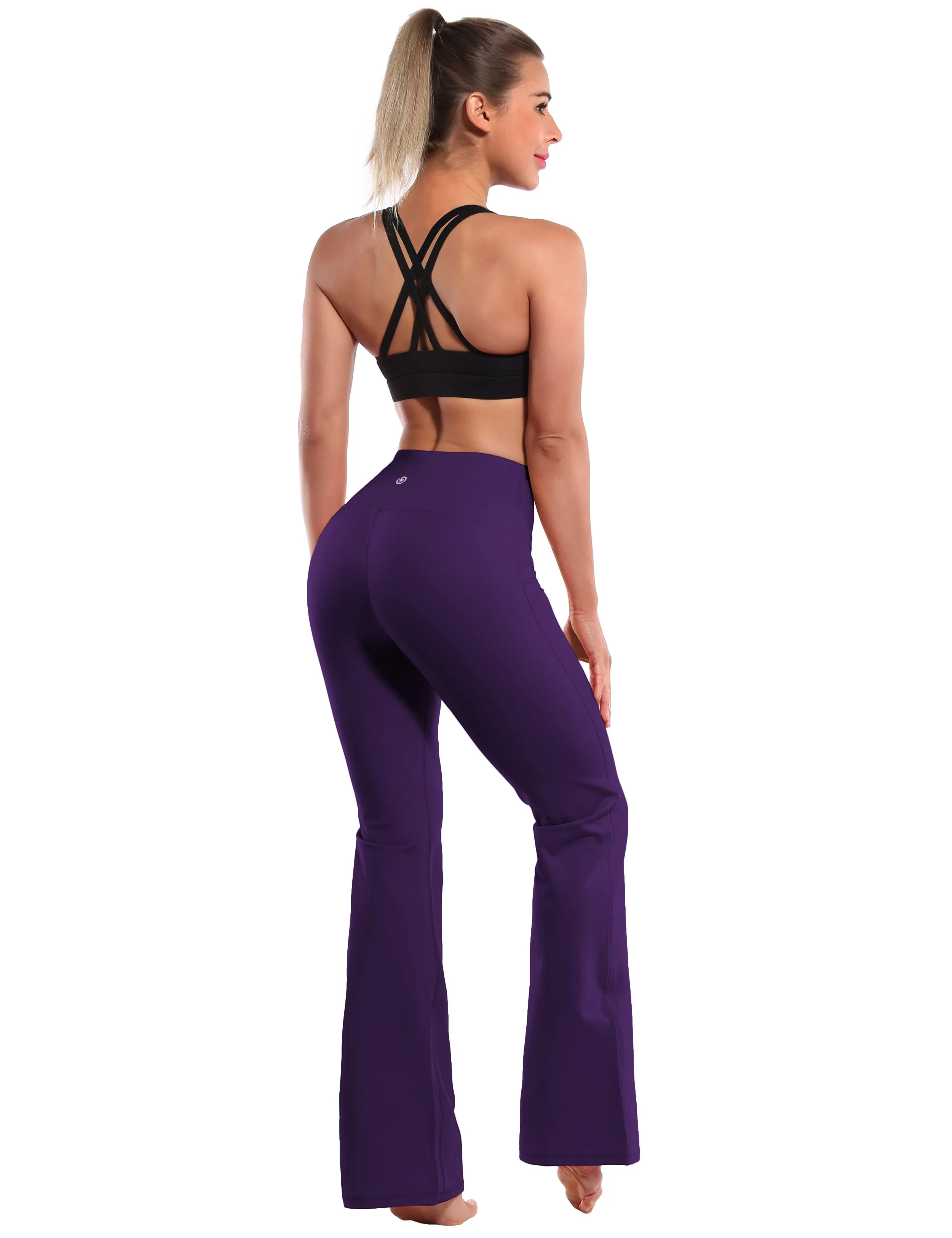 29" 31" 33" 35" 37" High Waist Bootcut Leggings Eggplantpurple_Plus Size