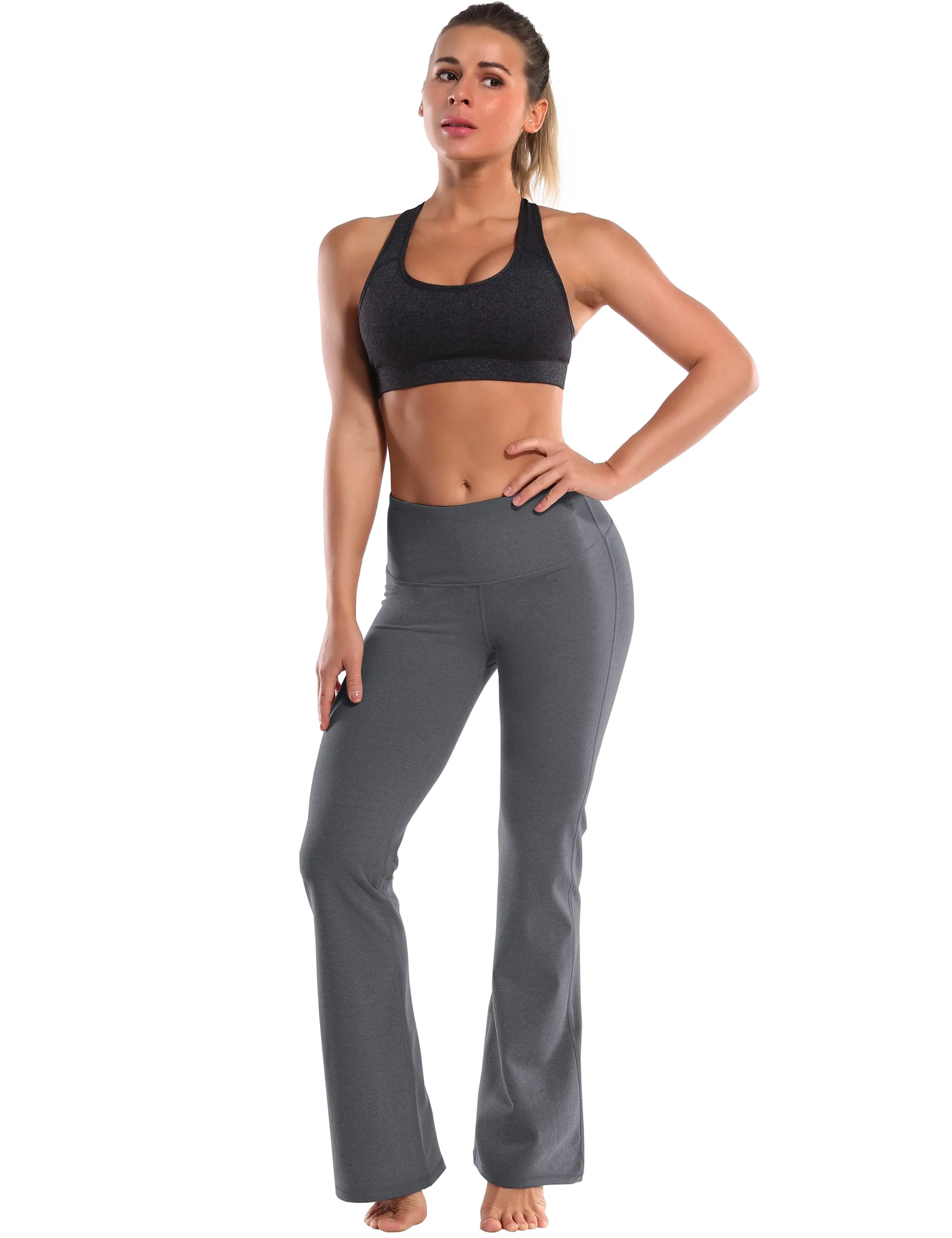 29" 31" 33" 35" 37" High Waist Bootcut Leggings heathercharcoal ins_Tall Size