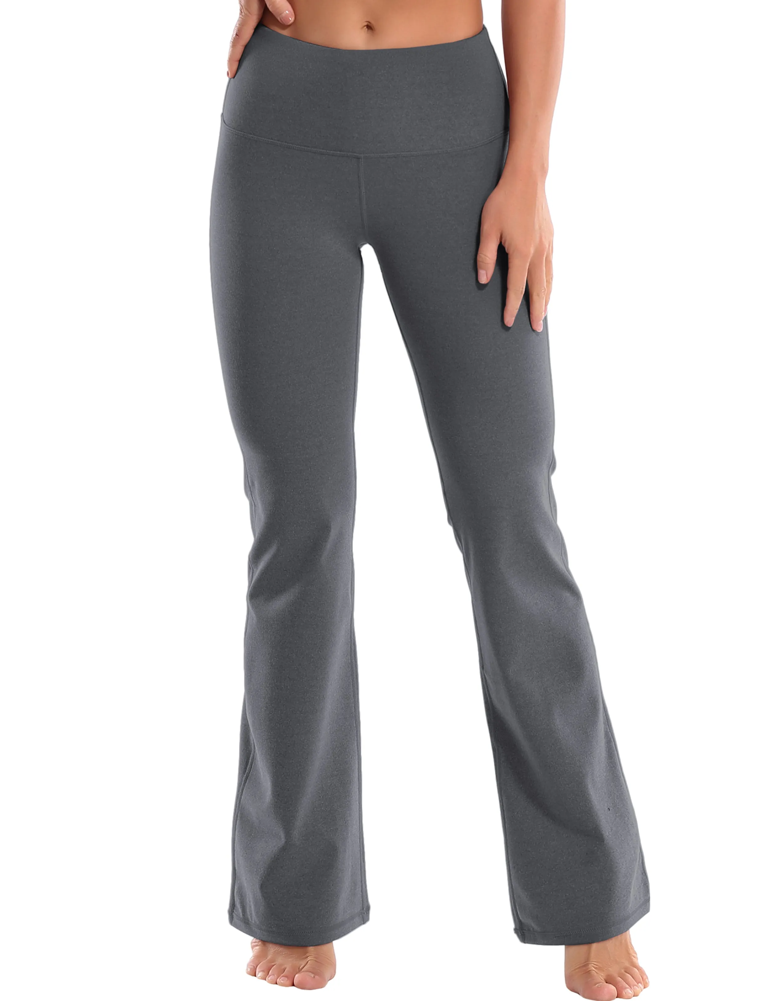 29" 31" 33" 35" 37" High Waist Bootcut Leggings heathercharcoal_Golf