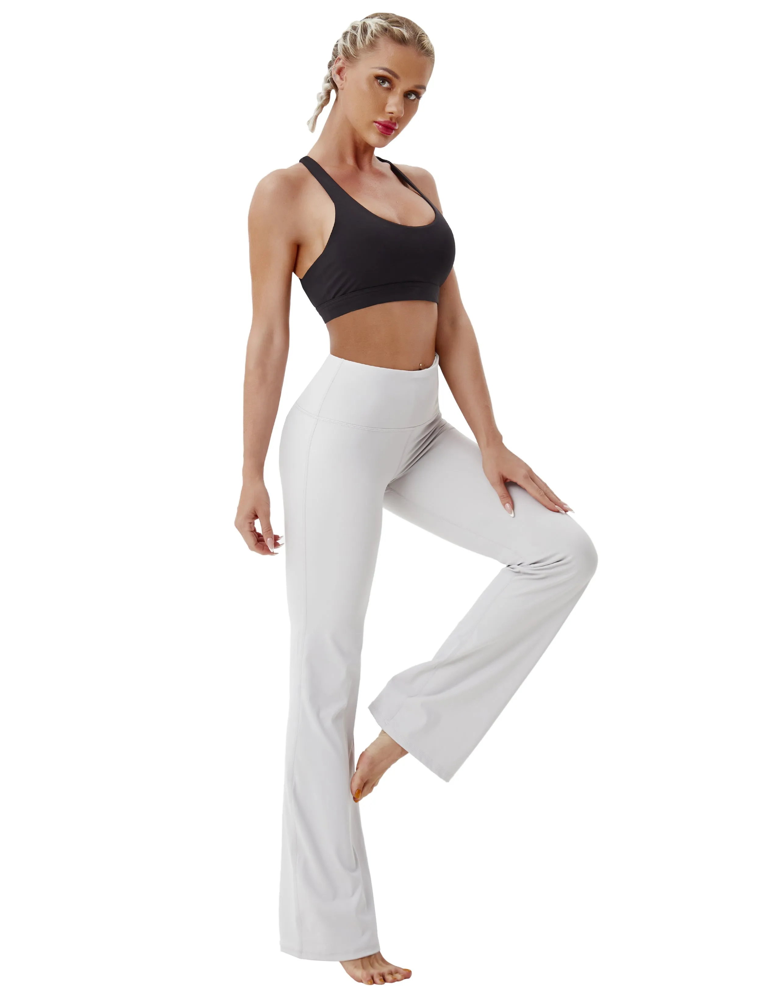 29" 31" 33" 35" 37" High Waist Bootcut Leggings Lightgray_Golf