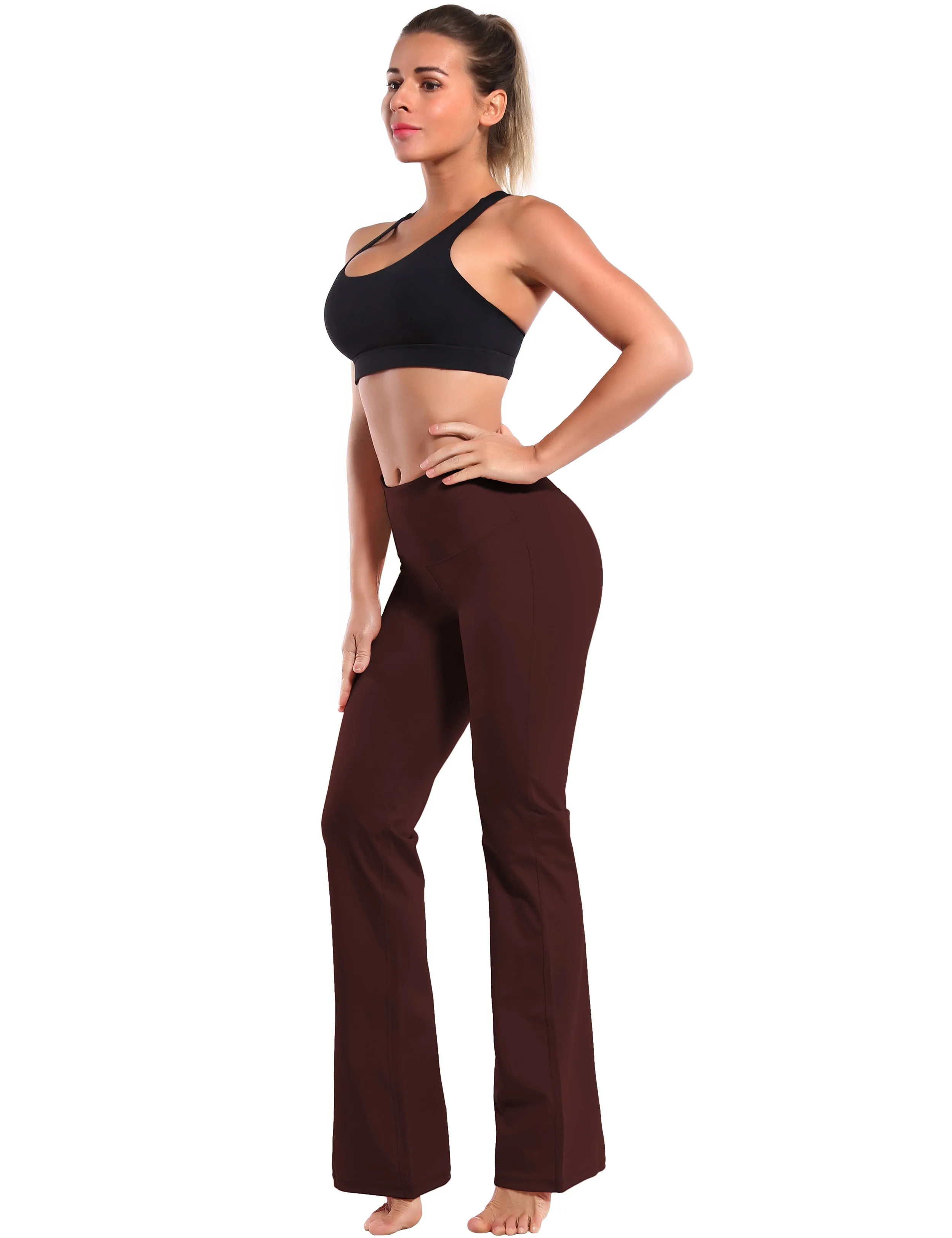 29" 31" 33" 35" 37" High Waist Bootcut Leggings Mahoganymaroon_Jogging