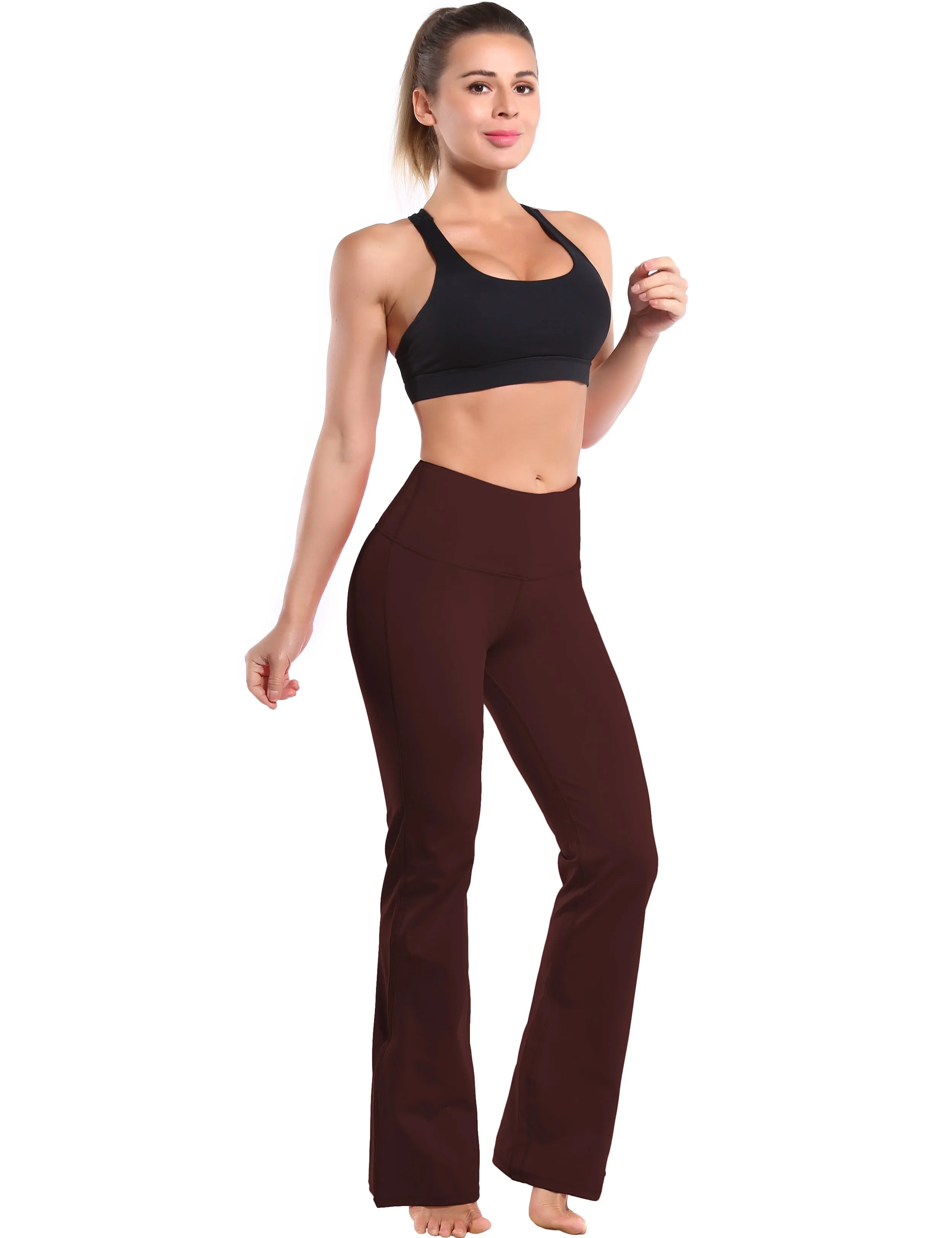 29" 31" 33" 35" 37" High Waist Bootcut Leggings Mahoganymaroon_Jogging