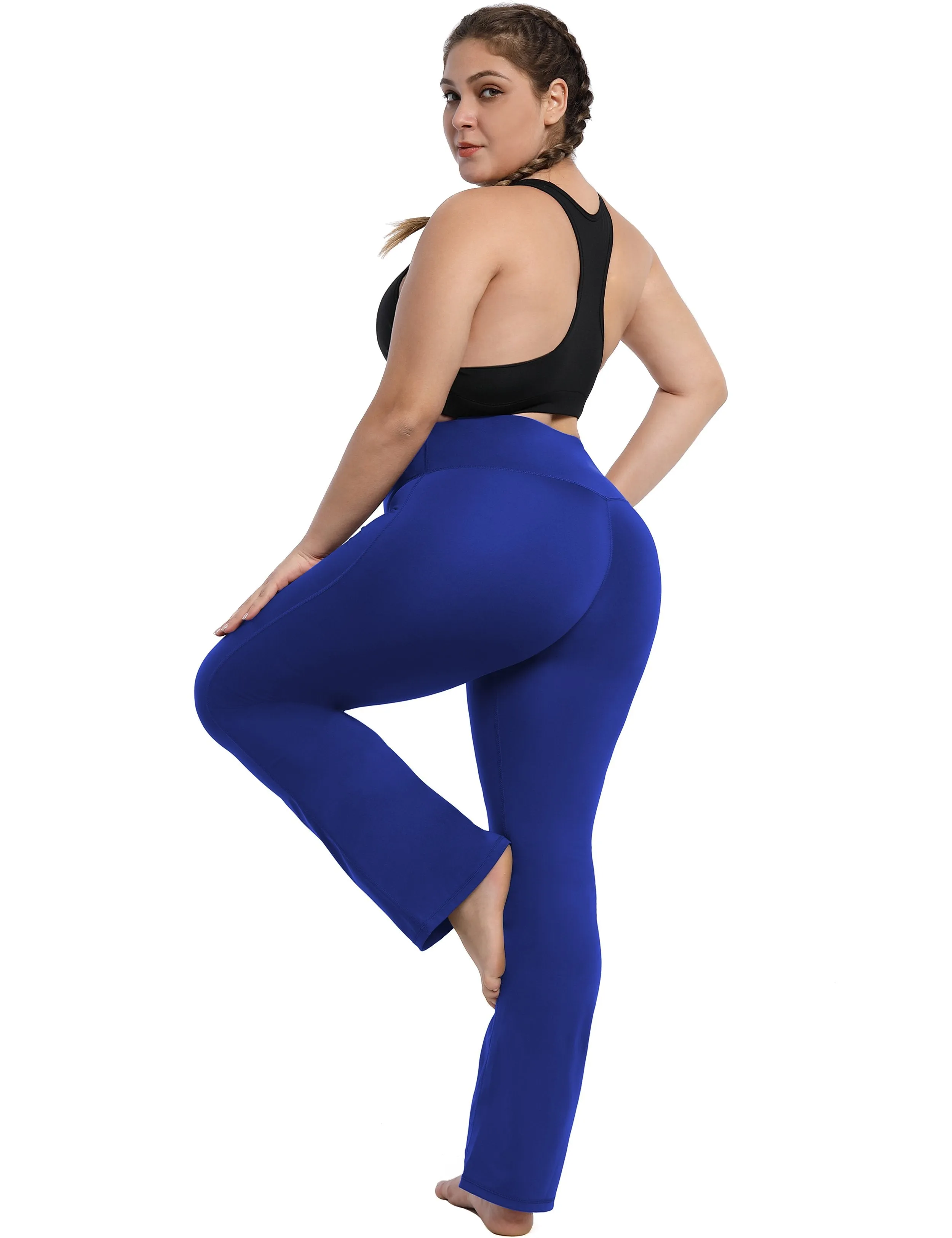 29" 31" 33" 35" 37" High Waist Bootcut Leggings Navy ins_Biking