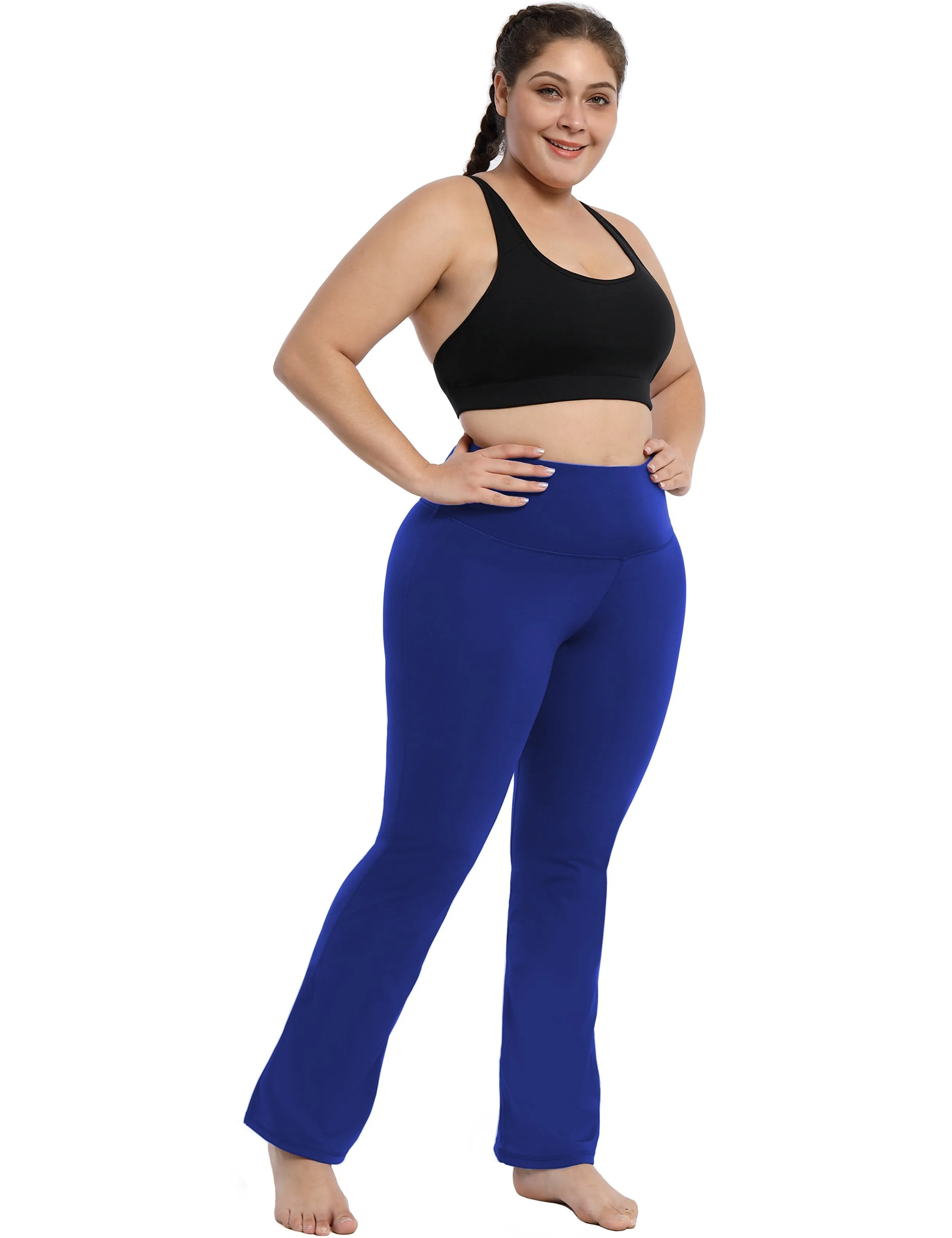 29" 31" 33" 35" 37" High Waist Bootcut Leggings Navy ins_Biking