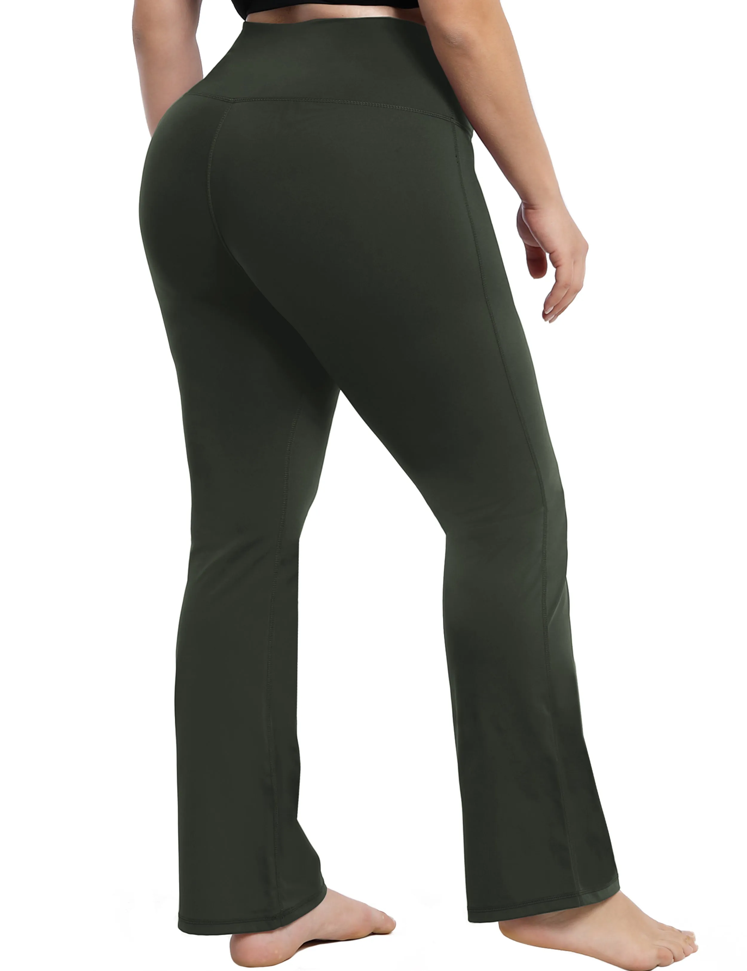 29" 31" 33" 35" 37" High Waist Bootcut Leggings Olivegray_yogastudio
