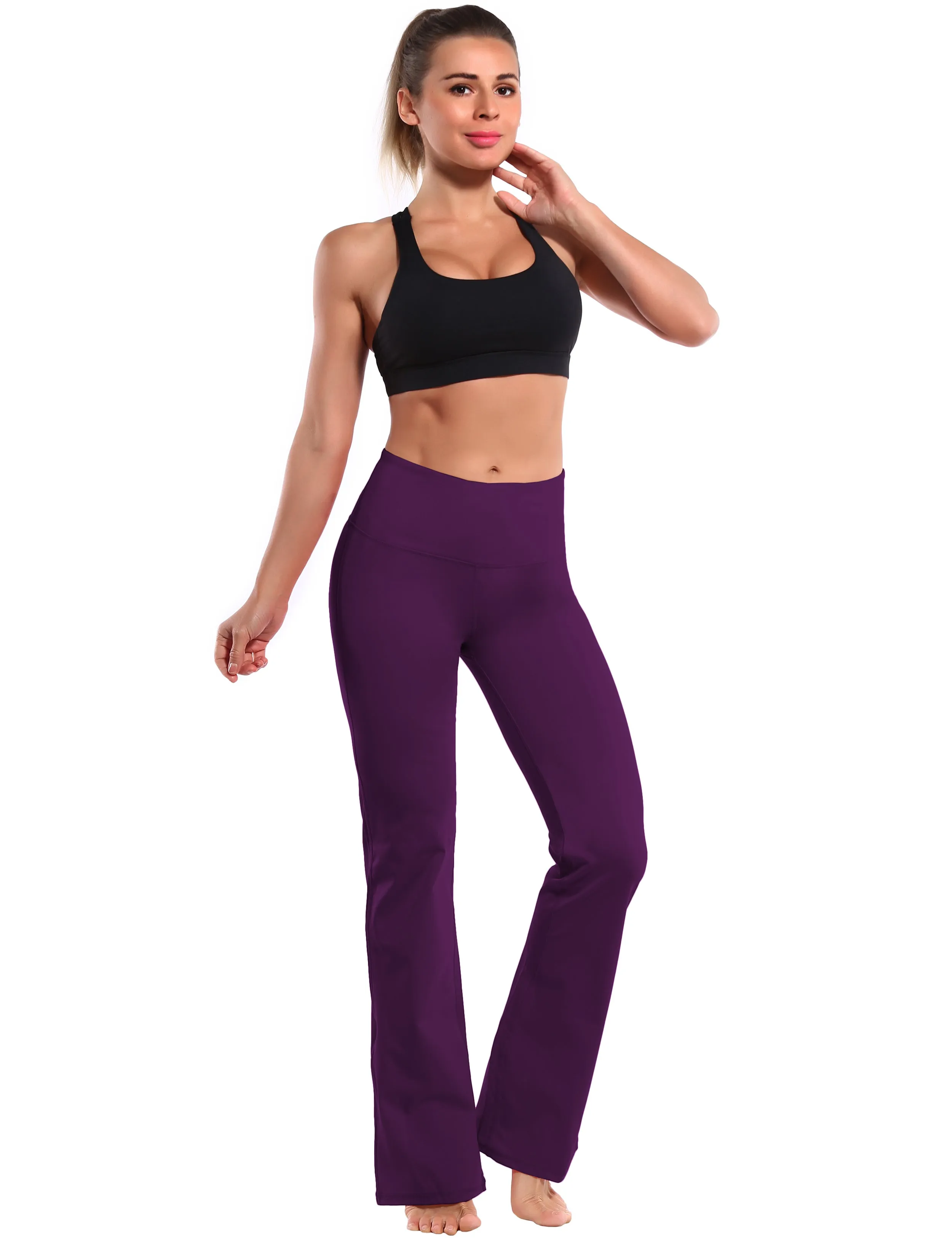 29" 31" 33" 35" 37" High Waist Bootcut Leggings Plum_Plus Size