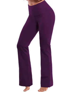 29" 31" 33" 35" 37" High Waist Bootcut Leggings Plum_Plus Size