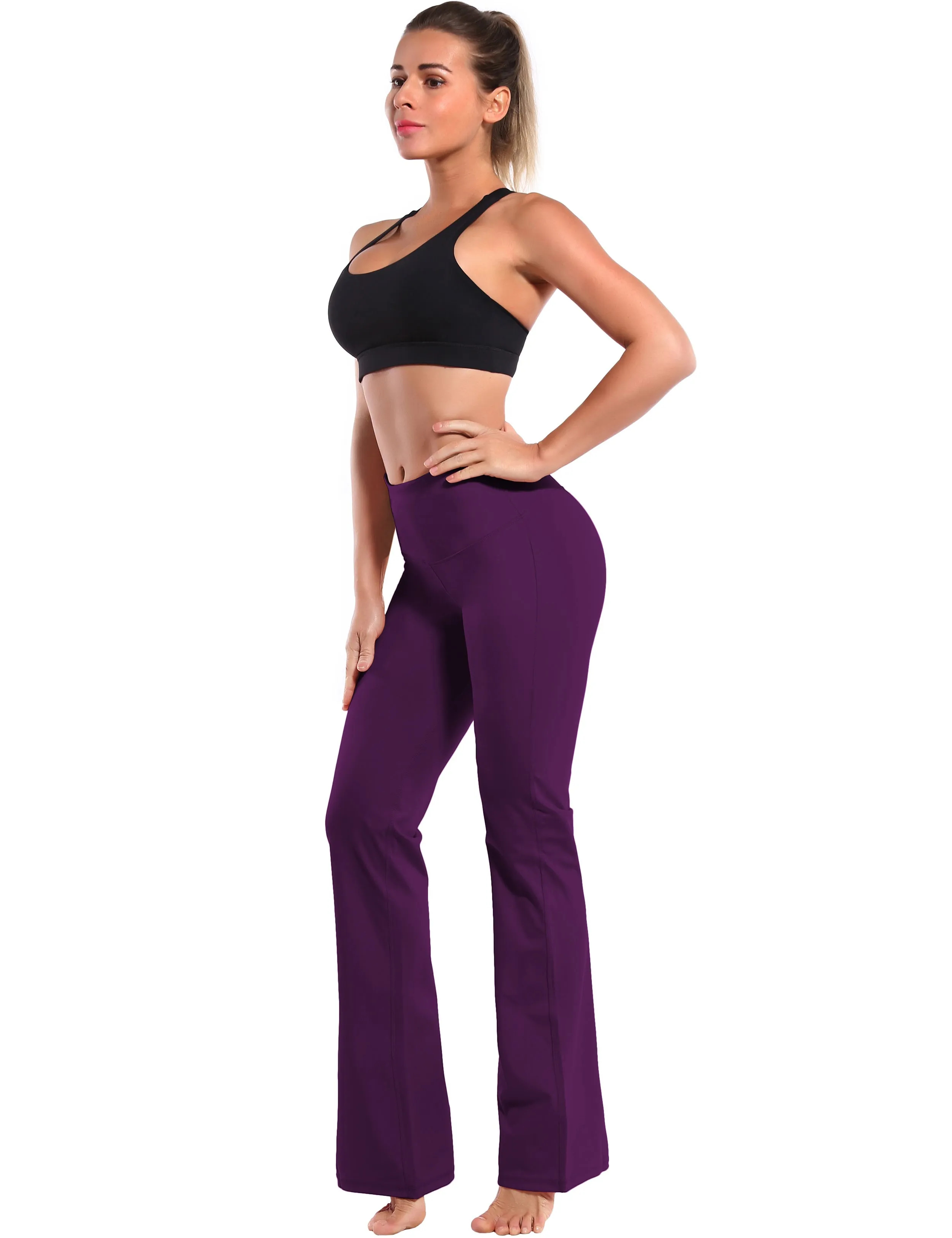 29" 31" 33" 35" 37" High Waist Bootcut Leggings Plum_Plus Size